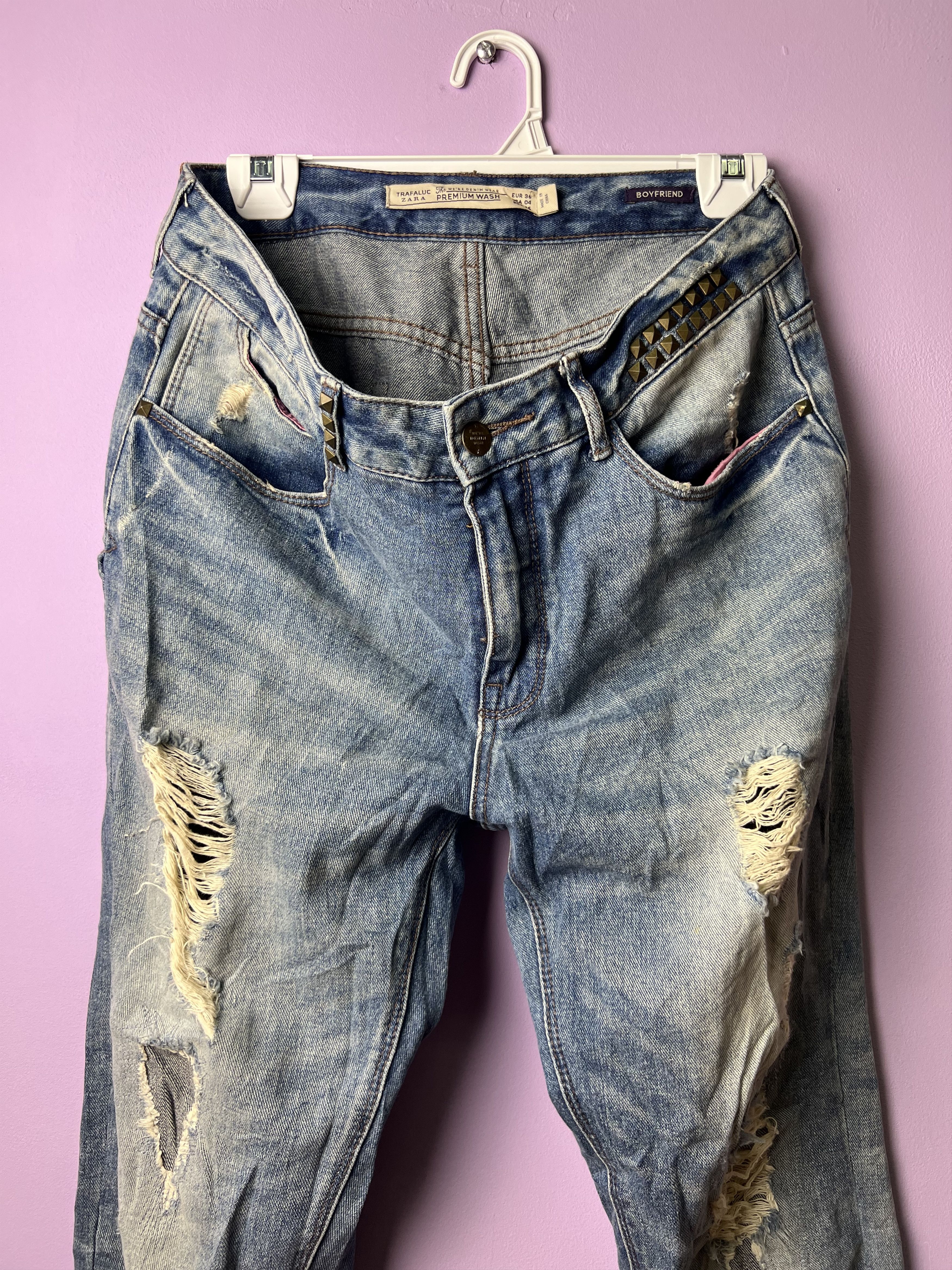 Zara 🔥Zara Distressed Denim Size US 33 - 6 Thumbnail