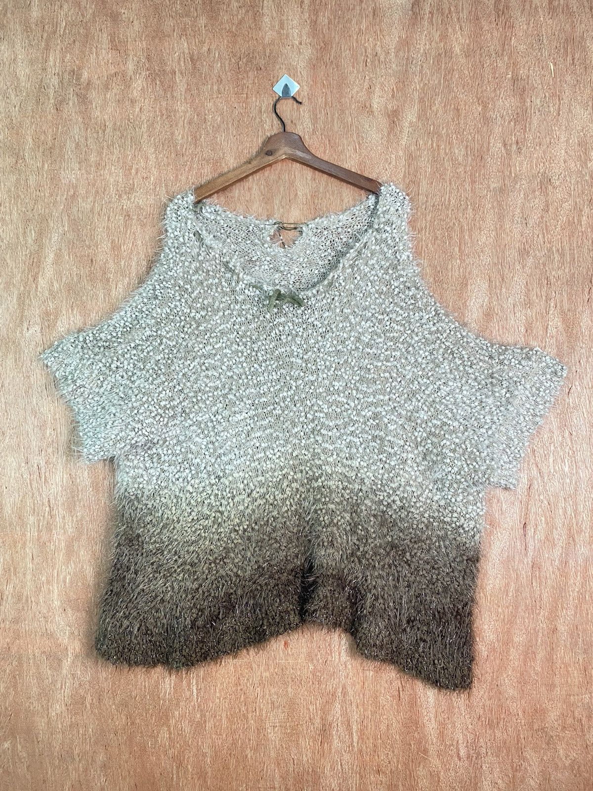 image of Homespun Knitwear Mire-Ru Brown Oversized Knit Mohair Fur Shaggy Sweaterb590, Women's (Size Large)