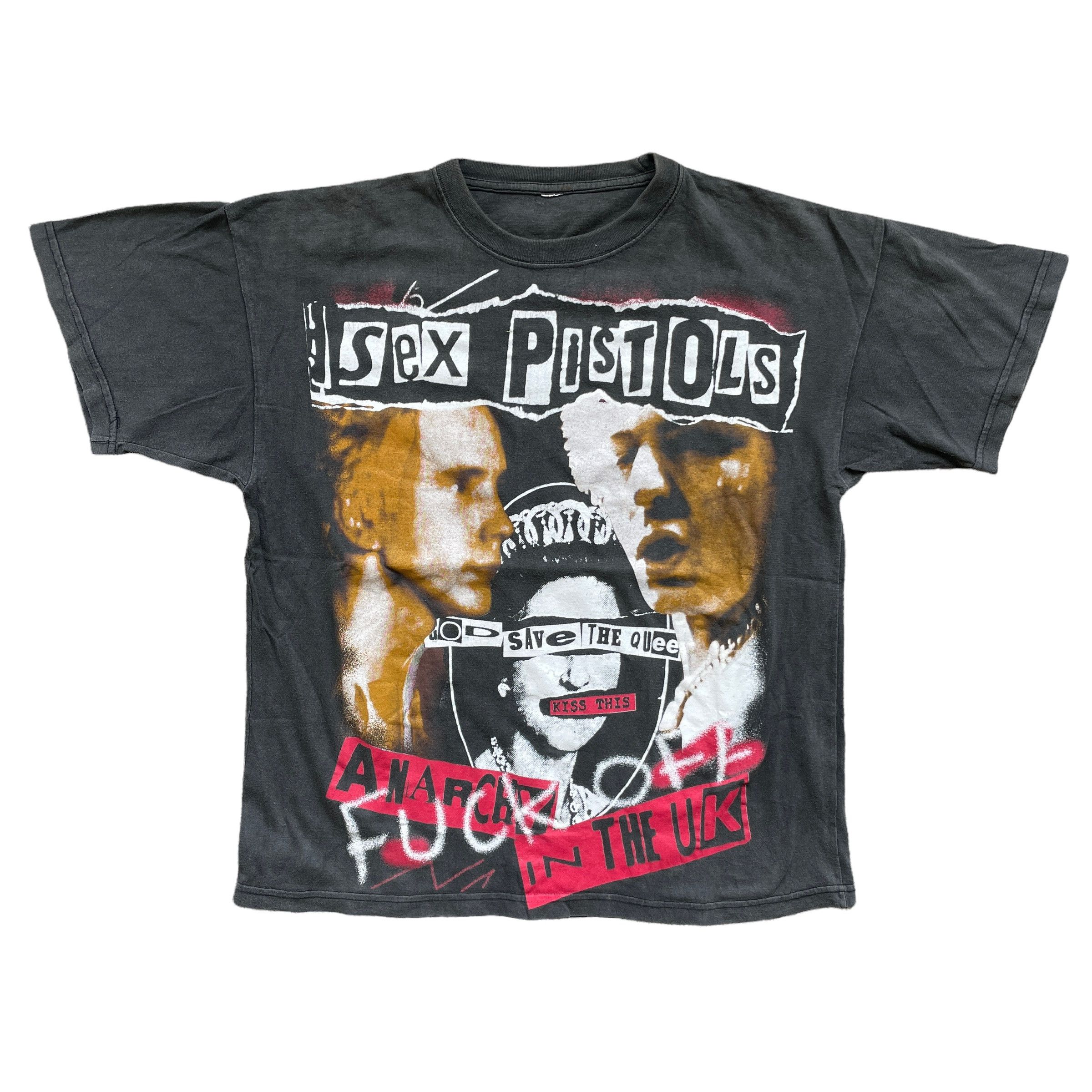 image of Band Tees x Vintage Sex Pistols T-Shirt in Faded Black, Men's (Size Medium)