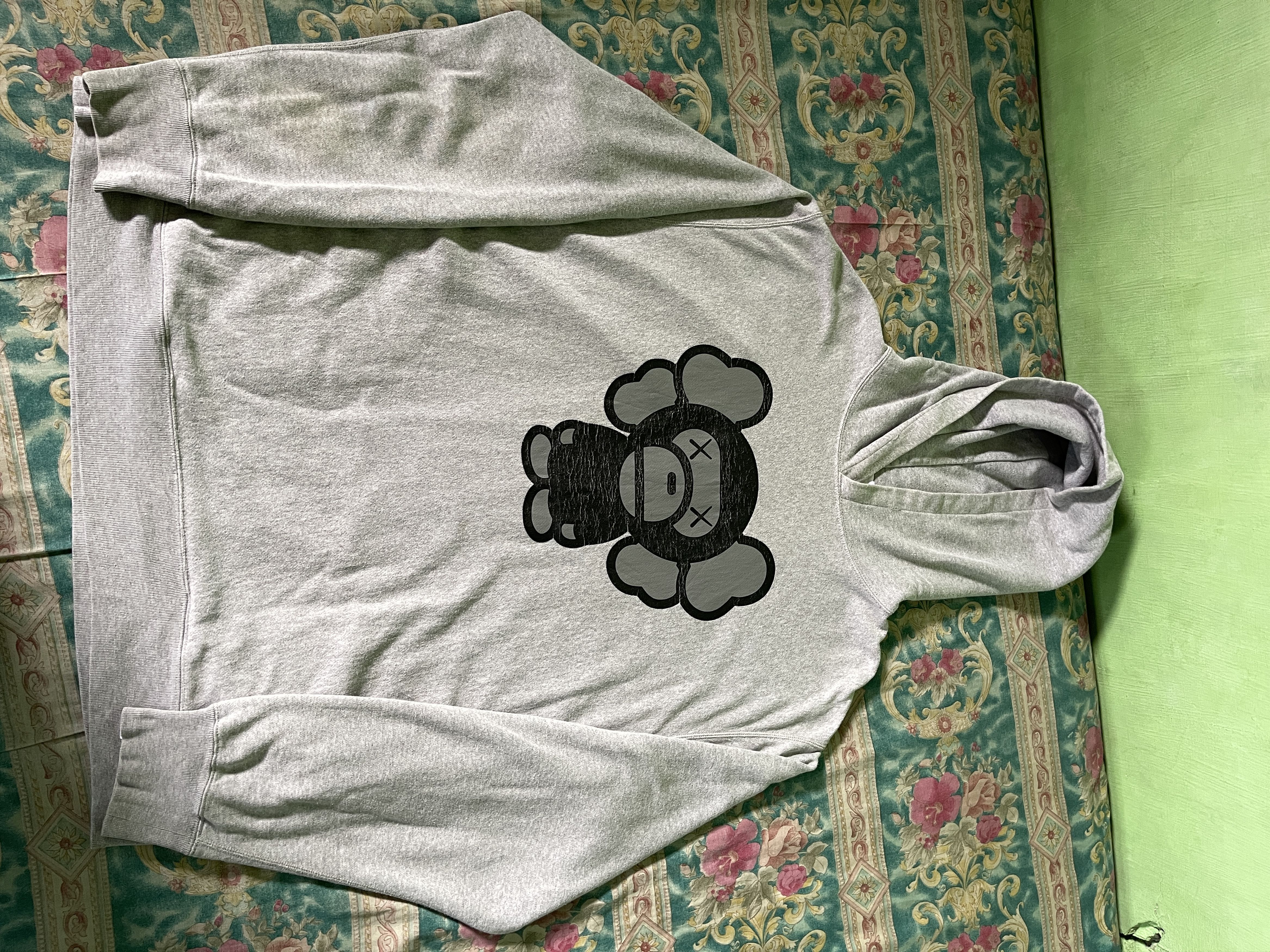 image of Hoodie Bape X Kaws in Grey, Men's (Size XL)