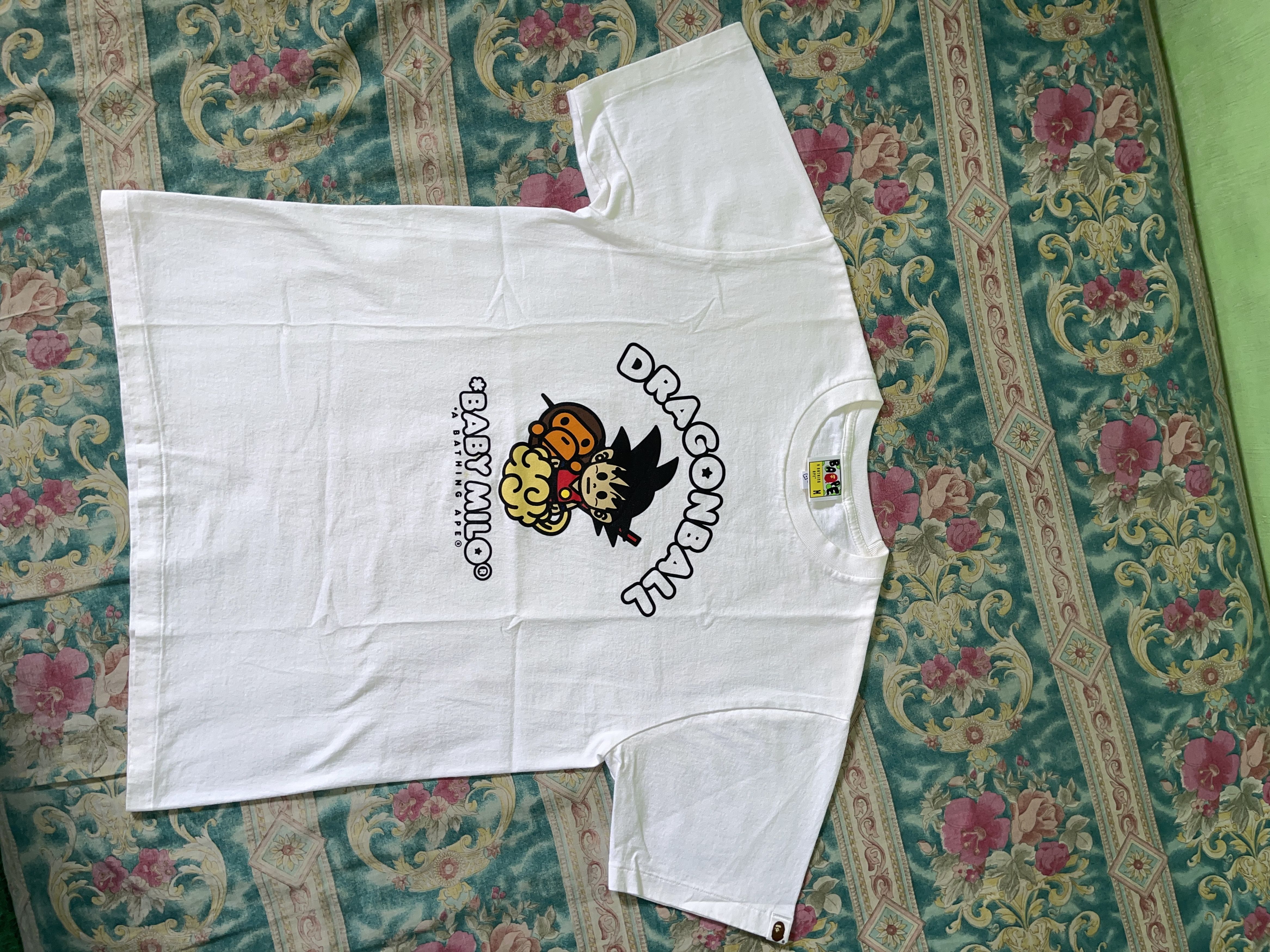 image of Bape T- Shrit Babymilo Dragonball X Goku in White, Men's (Size Medium)