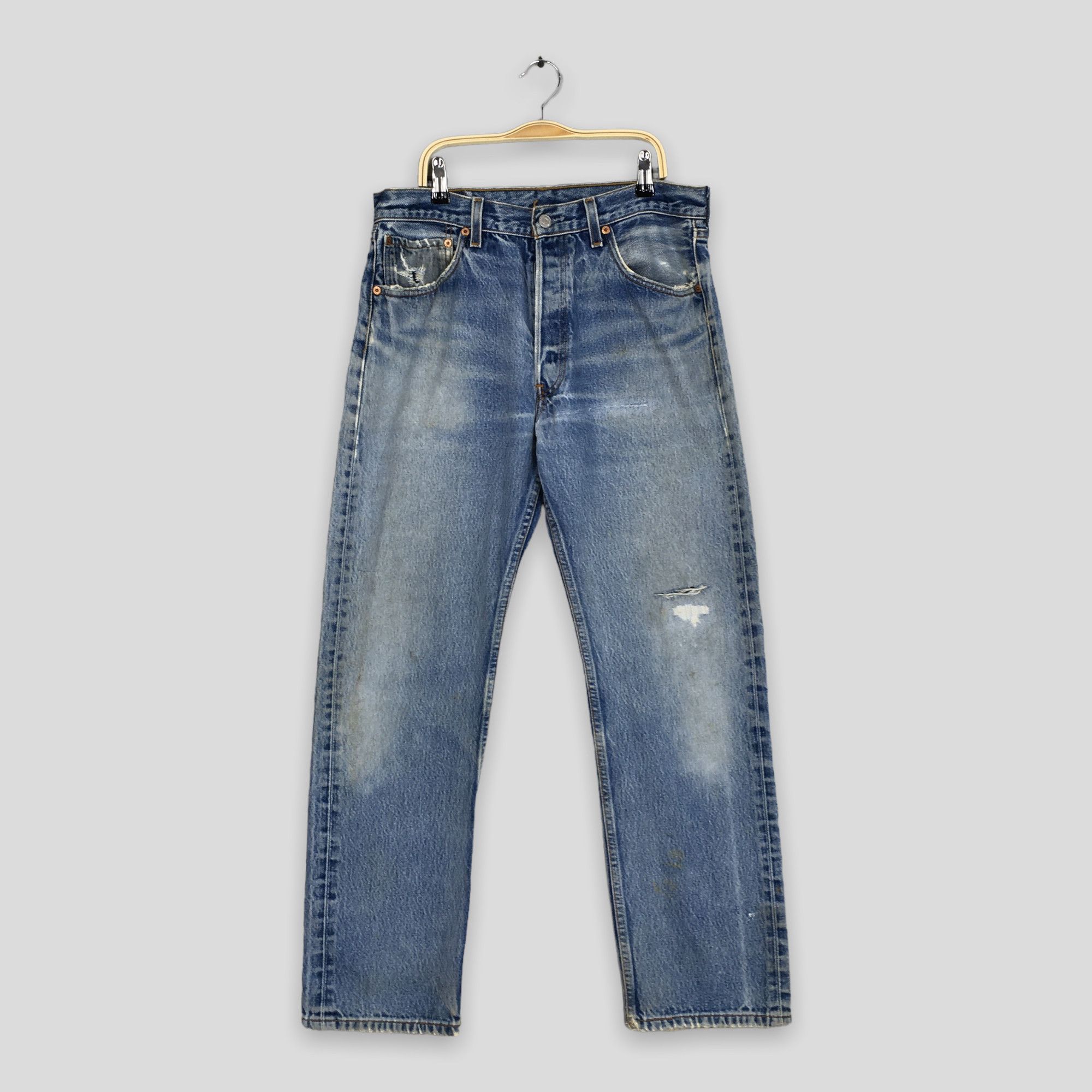 image of Size 31X29.5 Vintage 90's Levi's 501Xx Distressed Faded Jeans in Blue, Men's