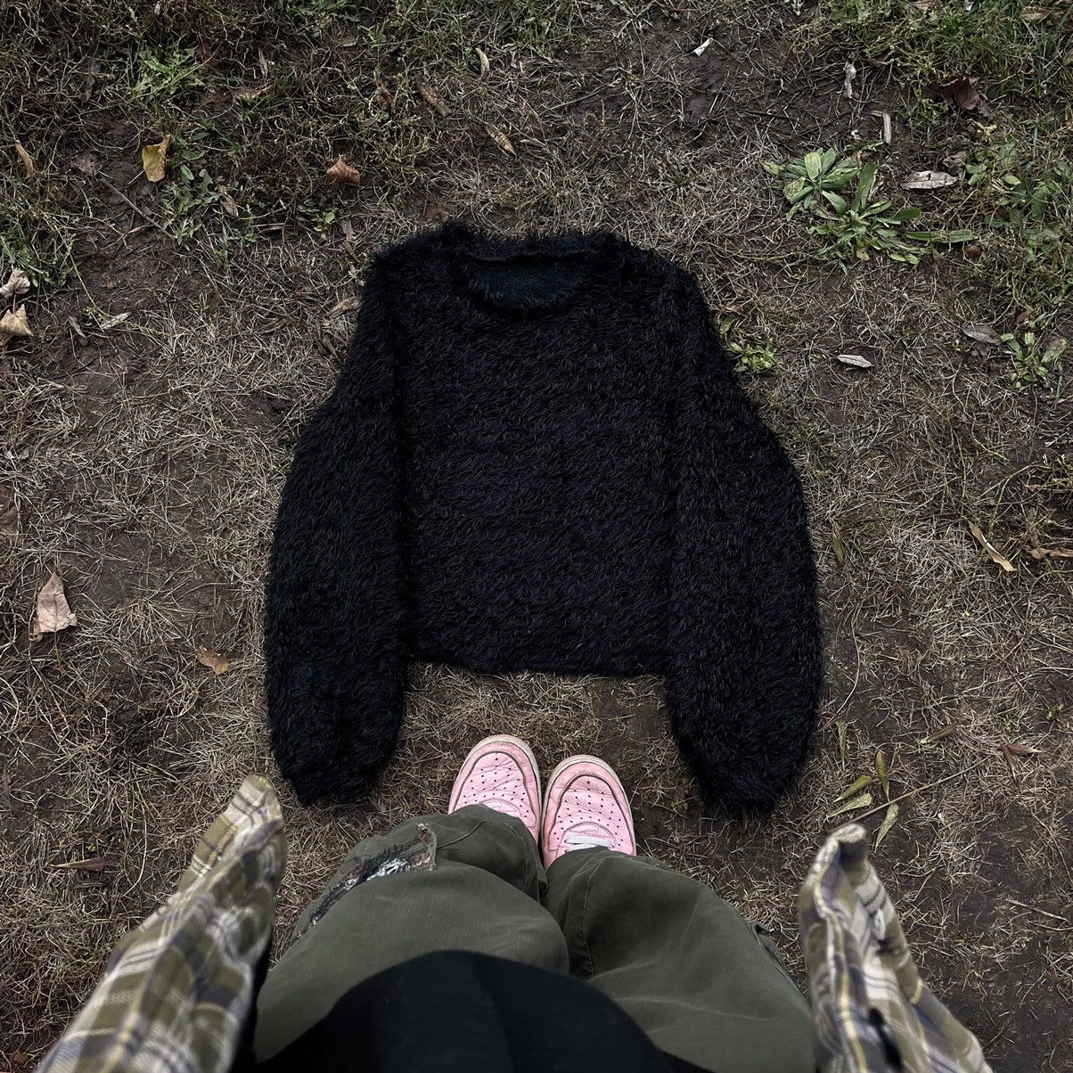 image of Vintage Y2K Mohair Teddy Grass Sweater Distressed Style in Black, Women's (Size Medium)