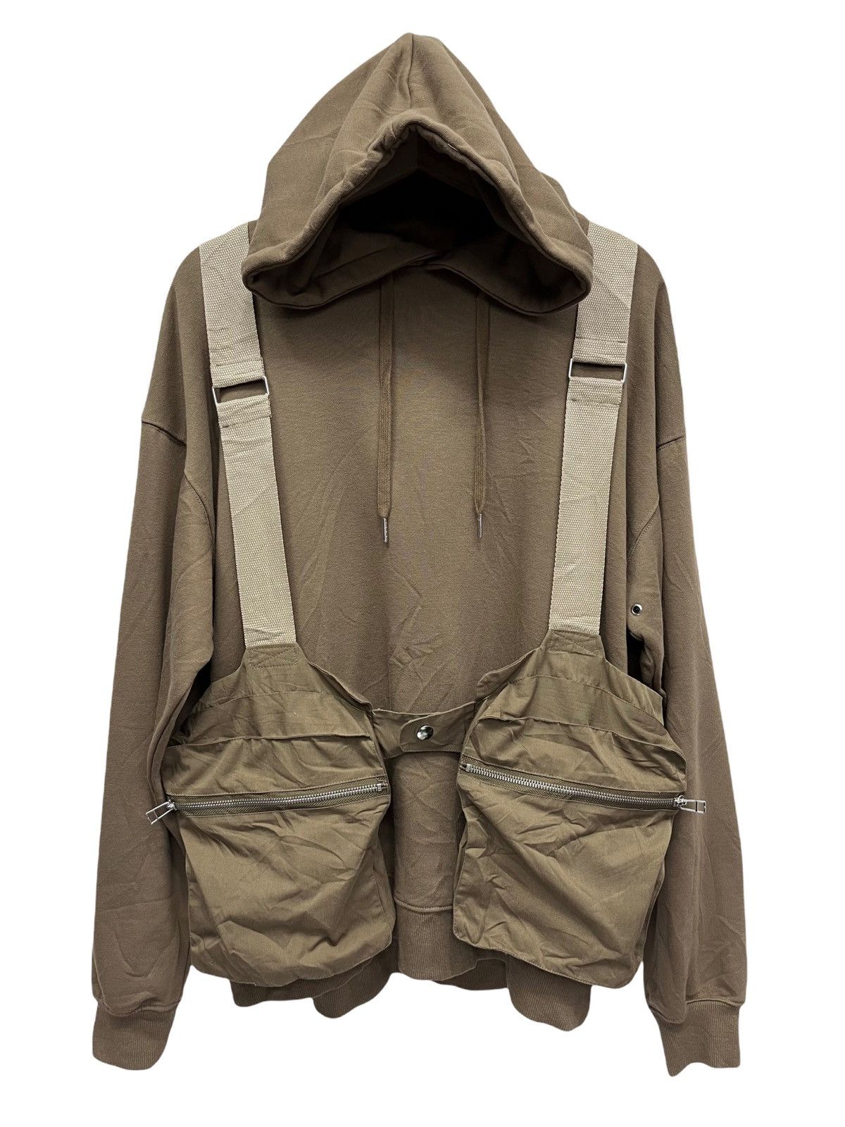 🔥DOPE💥Vtg Bondage Tactical Pocket Brown Sweater Hoodie