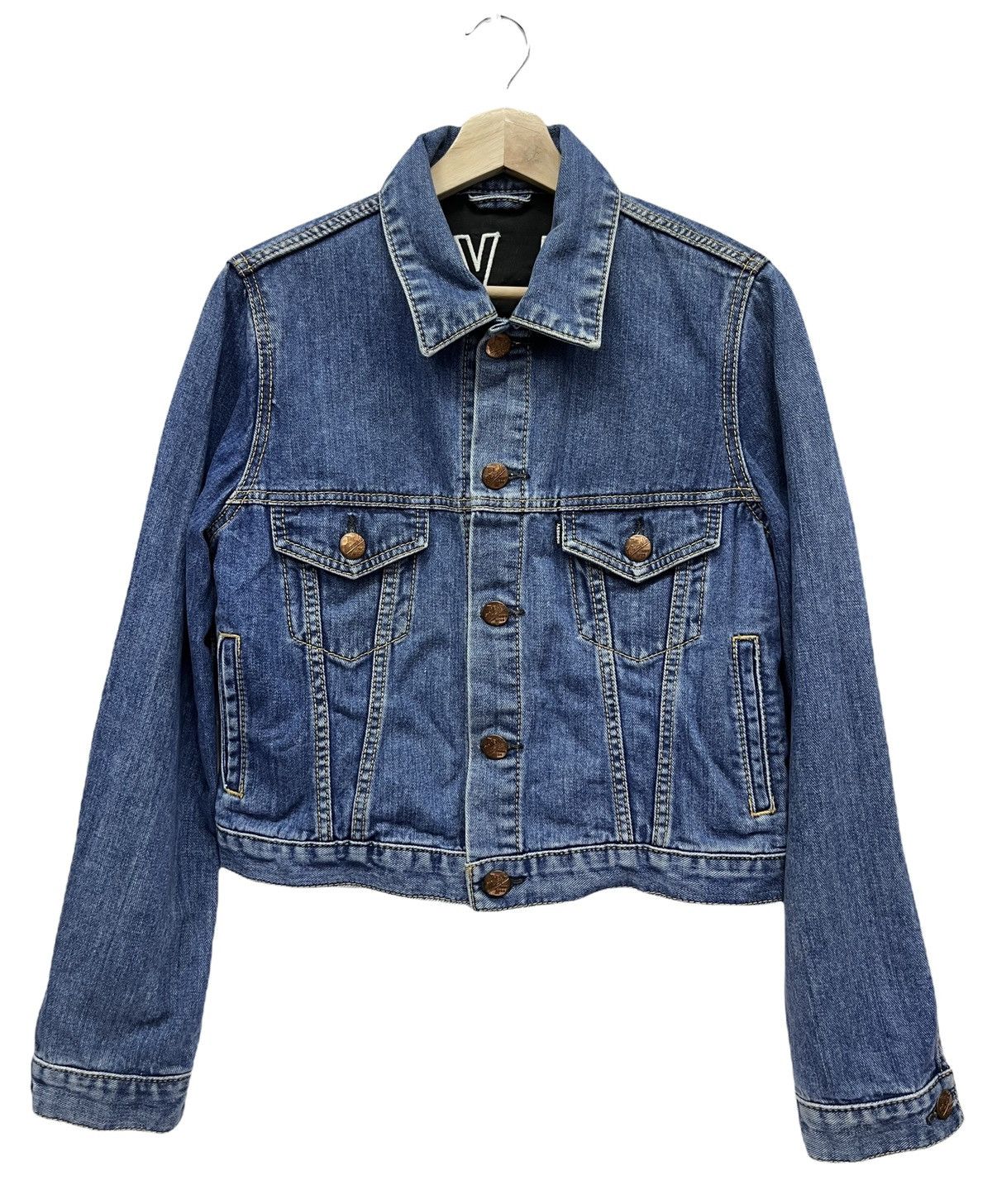 MOUSSY DOPE OFFER🔥MOUSSY Embroidery SpellOut Cropped Denim Jacket Size S / US 4 / IT 40 - 2 Thumbnail