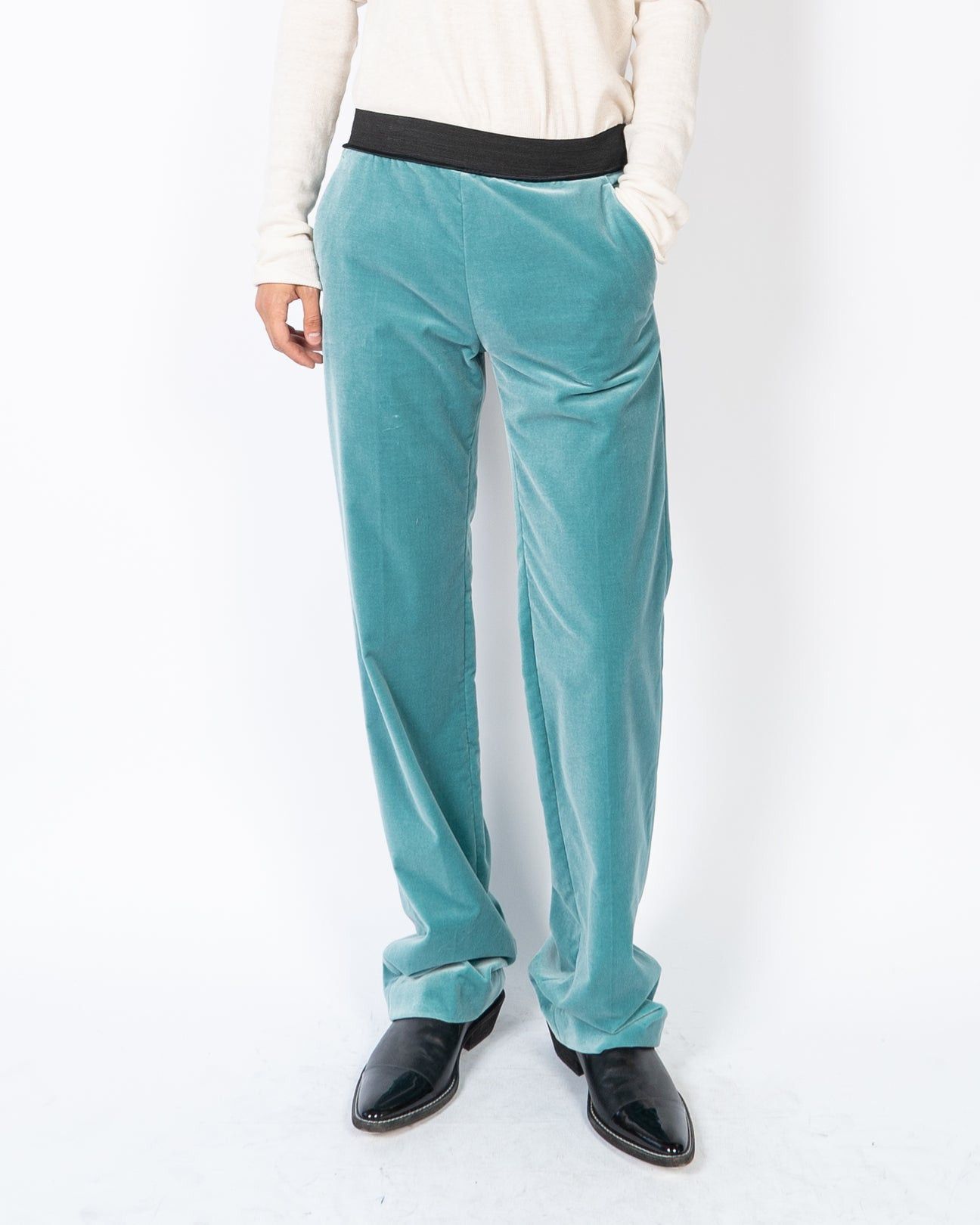 image of Haider Ackermann Fw20 Absynthe Velvet Trousers 1 Of 1 Sample in Green, Men's (Size 30)