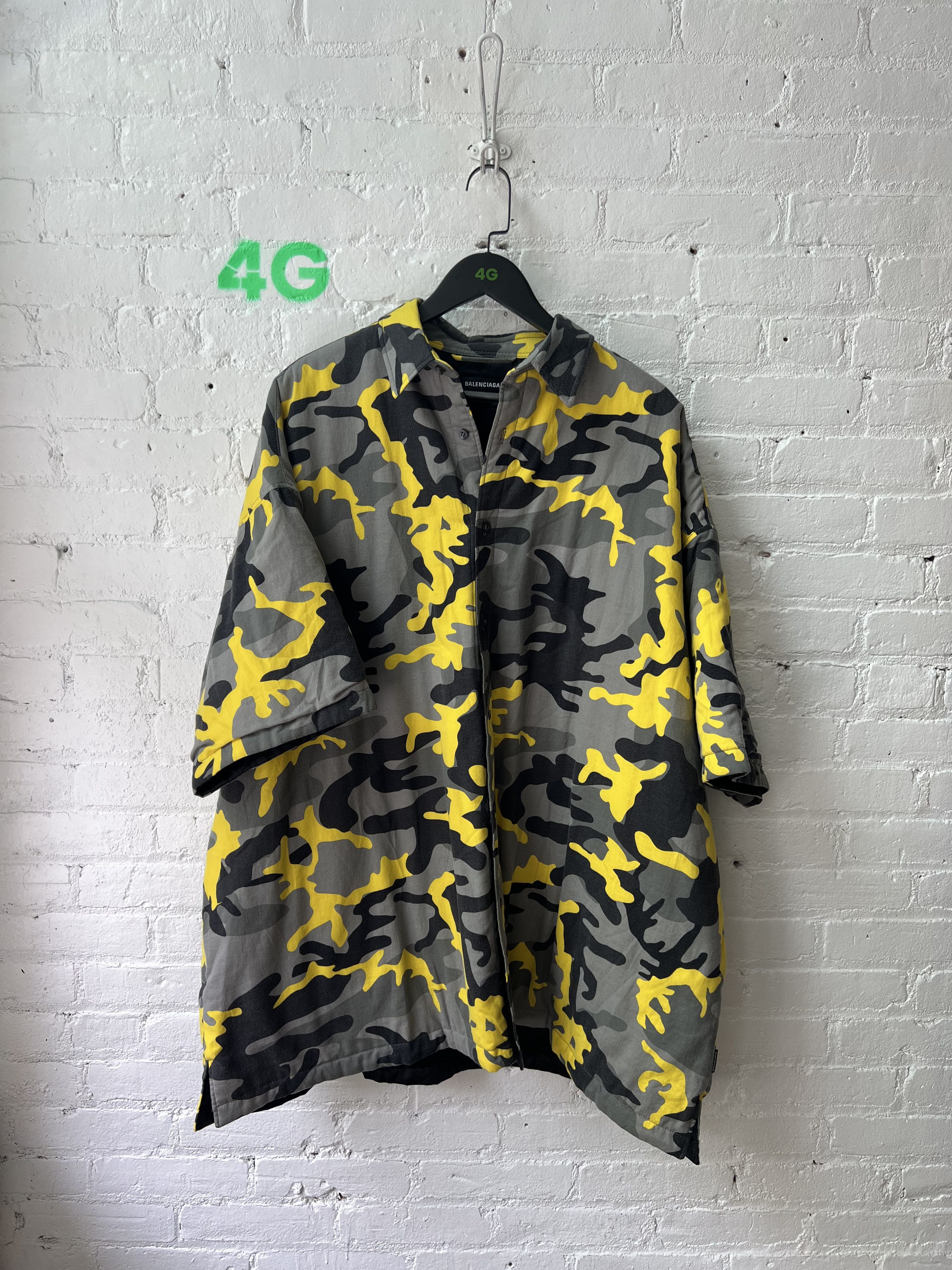 Image of Balenciaga Oversized Yellow Camo Shirt/jacket, Men's (Size XL)