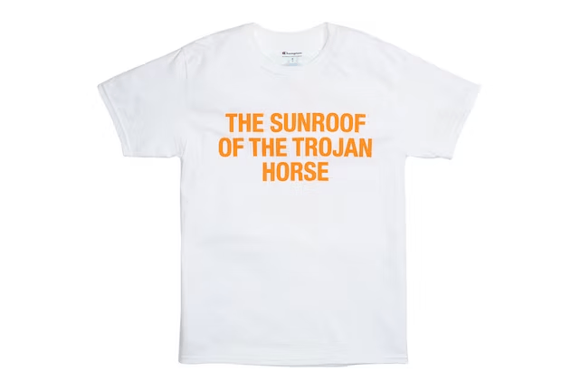 image of Virgil Abloh Brooklyn Museum Sunroof Trojan Horse T-Shirt in White, Men's (Size 2XL)