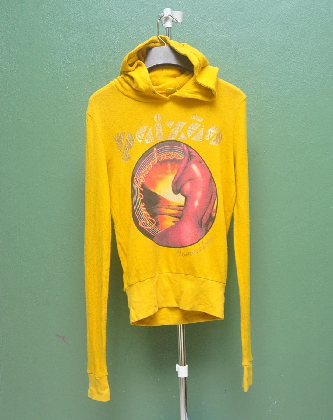image of Vintage Paizao Sexy Sweatshirt Designer Fashion Style in Yellow, Women's (Size Medium)