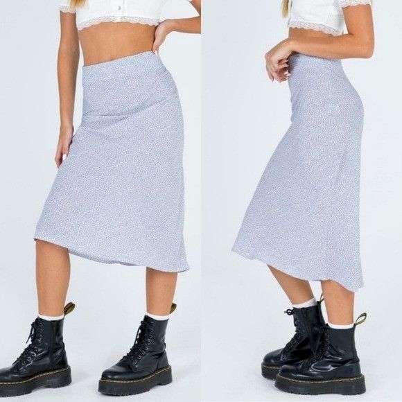 Princess Polly Princess Polly Penelope Blue Floral Midi Skirt Pastel