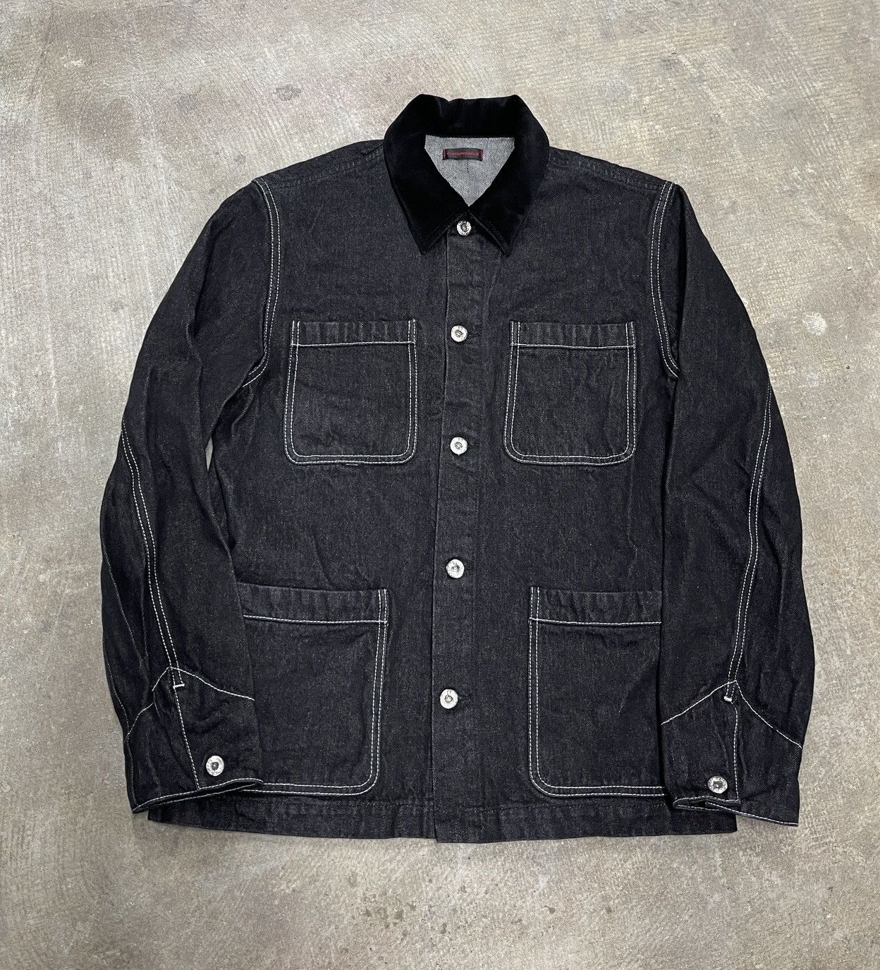 Clot Clot Denim Chore Jacket Contrast Stitch Corduroy Collar | Grailed