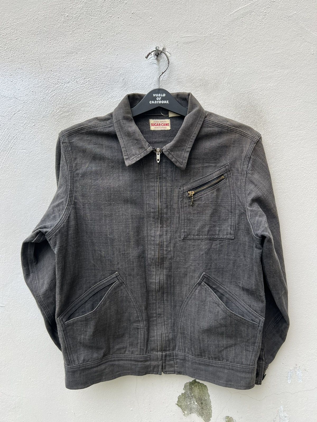 Sugar Cane Vintage Sugar Cane Japan Sun Fade Wax Denim Work Jacket Size US L / EU 52-54 / 3 - 11 Thumbnail