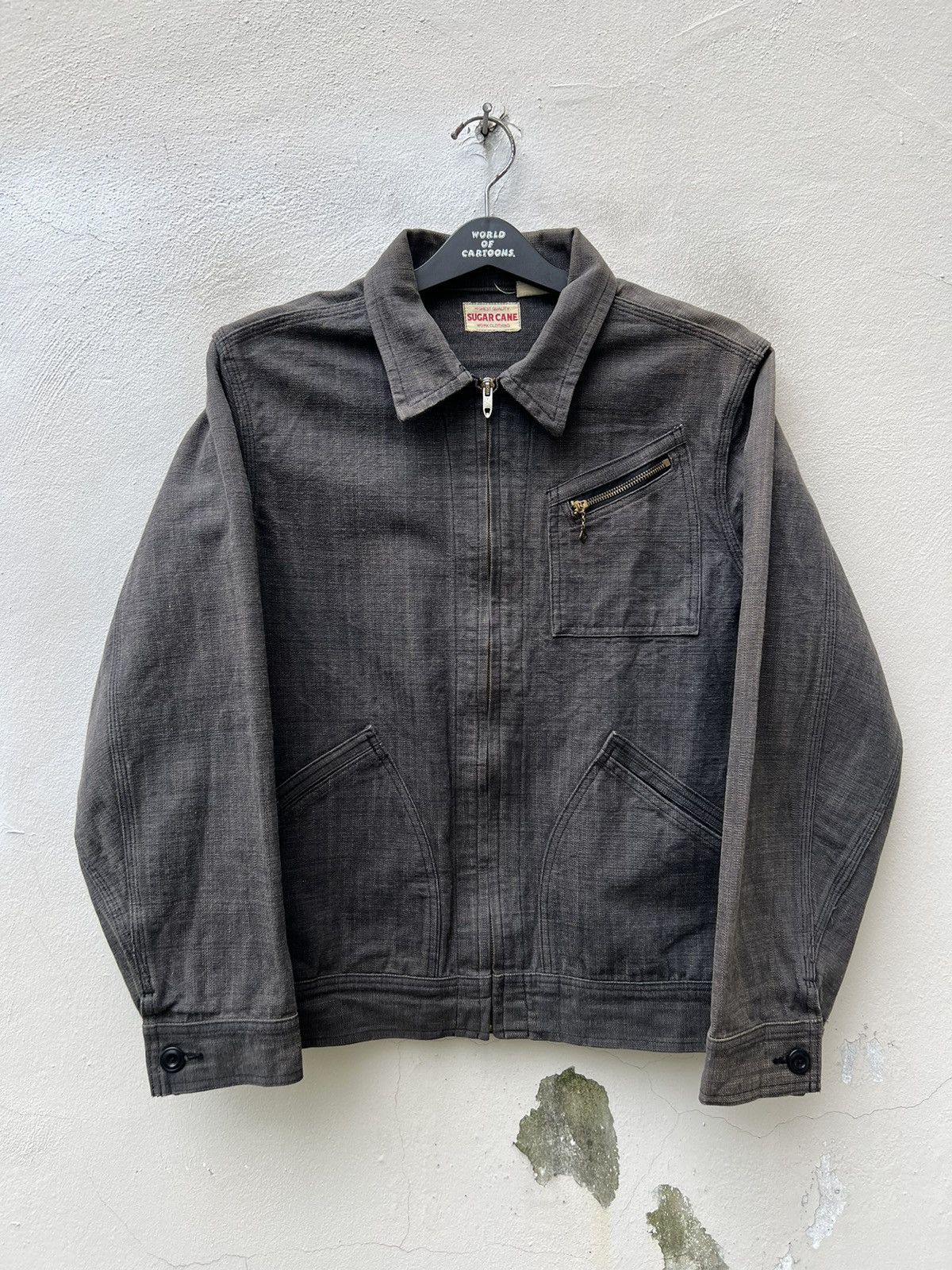 Sugar Cane Vintage Sugar Cane Japan Sun Fade Wax Denim Work Jacket Size US L / EU 52-54 / 3 - 6 Thumbnail