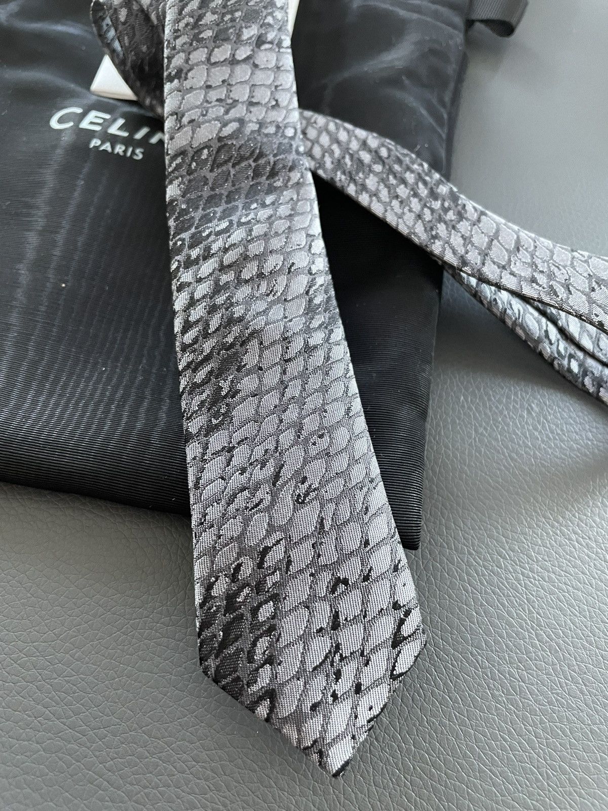 Celine × Hedi Slimane HEDI Runway Limited Edition Python Print Silk Tie Brand NEW Size ONE SIZE - 10 Thumbnail