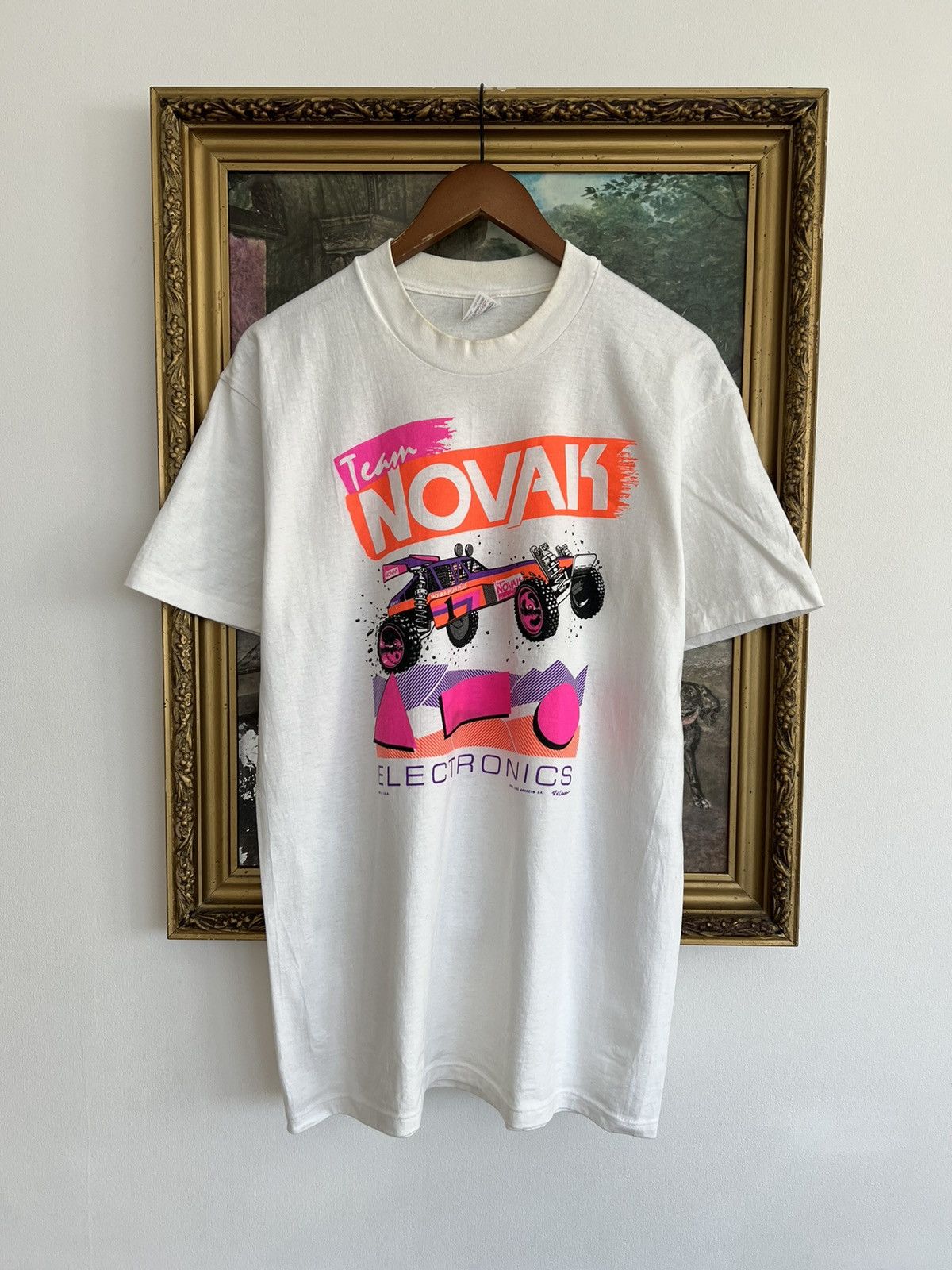Band Tees Vintage 90s Team Novak Electronics Racing White Tee Size US L / EU 52-54 / 3 - 1 Thumbnail