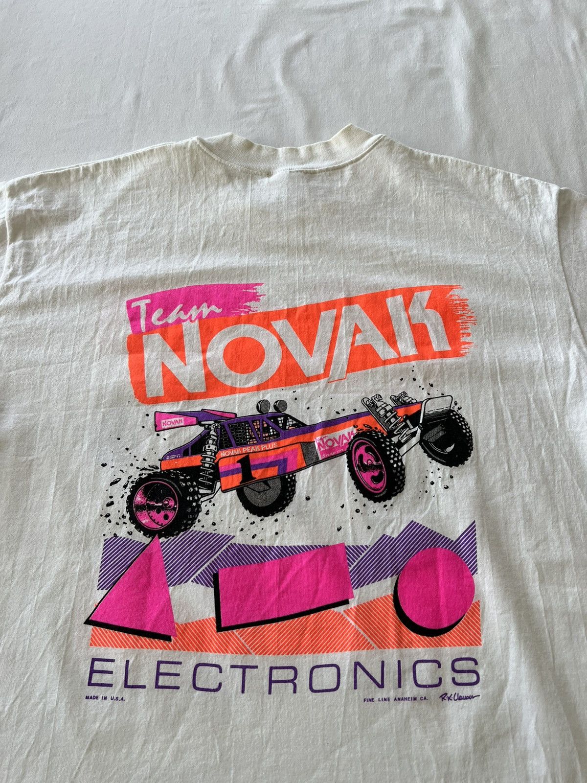 Band Tees Vintage 90s Team Novak Electronics Racing White Tee Size US L / EU 52-54 / 3 - 16 Thumbnail