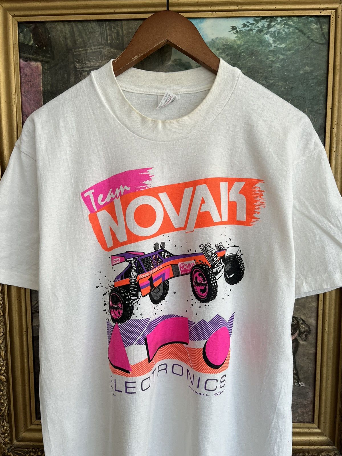 Band Tees Vintage 90s Team Novak Electronics Racing White Tee Size US L / EU 52-54 / 3 - 3 Thumbnail