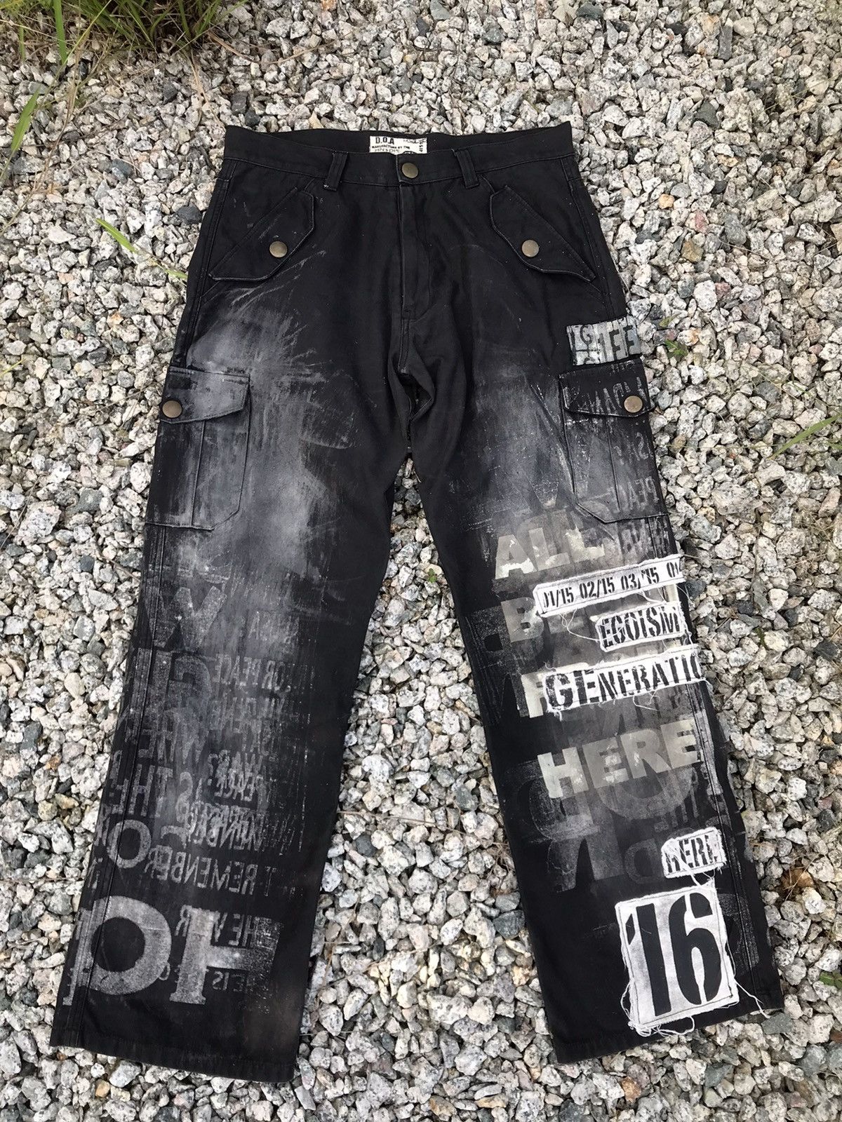 Vintage D.O.A HN & Die Artisan Punk Style Distressed Cargo Pants Size US 34 / EU 50 - 1 Thumbnail