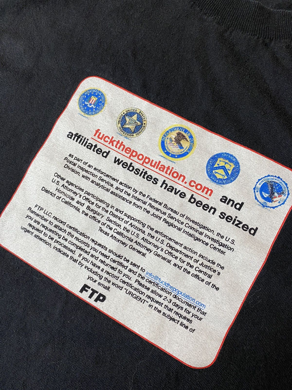 Fuck The Population FTP Seized Tee Size US L / EU 52-54 / 3 - 3 Thumbnail