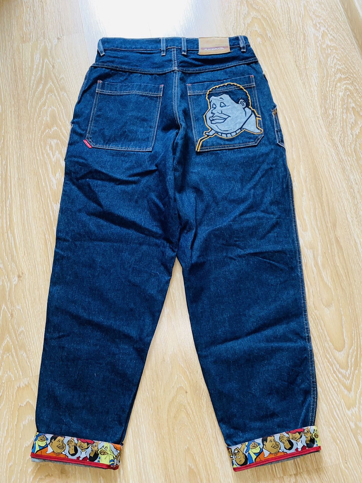 image of Fubu x Notorious Big 90's Platinum Fat Albert Jeans Stussy Ecko G-Unit Supreme in Navy (Size 35)