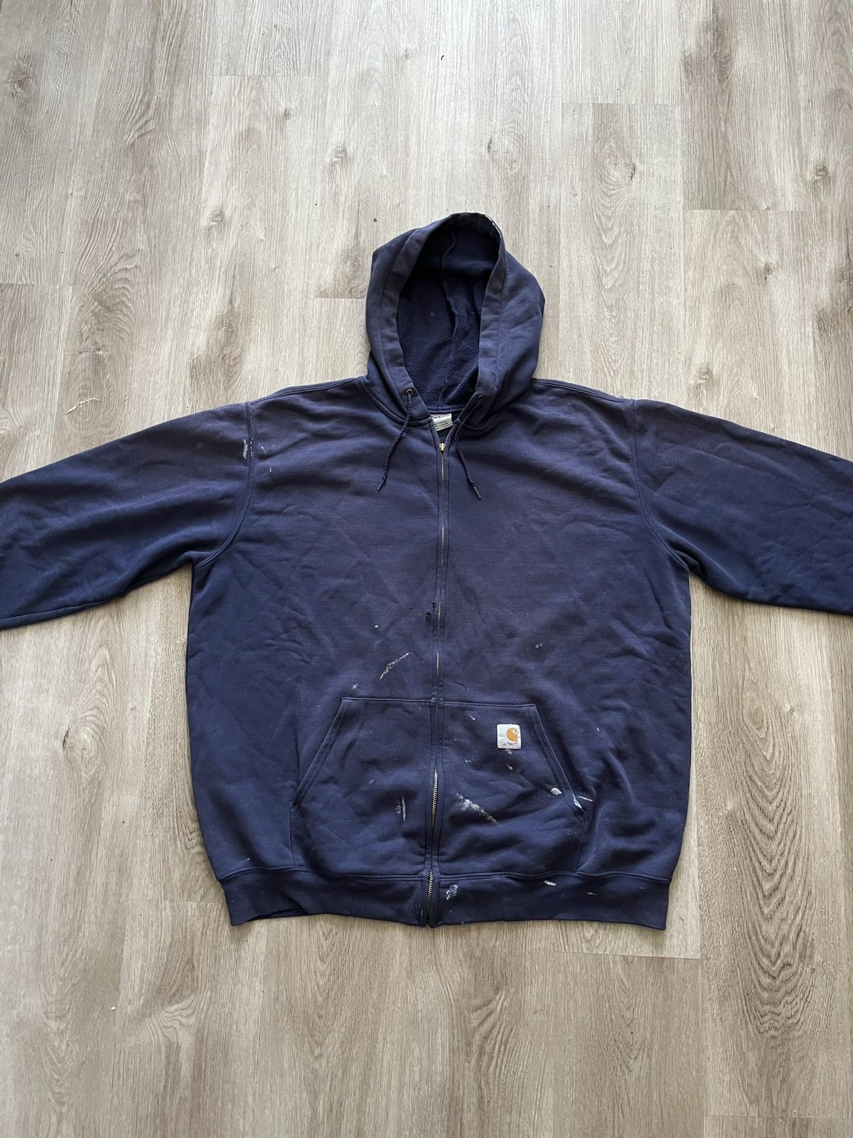 Carhartt Vintage Worn In Navy Blue Carhartt Zip Up Hoodie Size US XXL / EU 58 / 5 - 2 Thumbnail