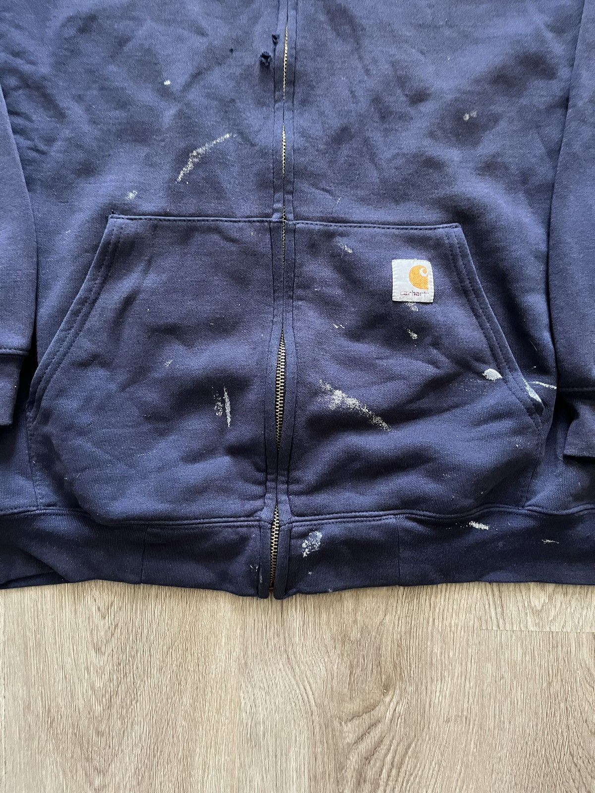 Carhartt Vintage Worn In Navy Blue Carhartt Zip Up Hoodie Size US XXL / EU 58 / 5 - 5 Thumbnail
