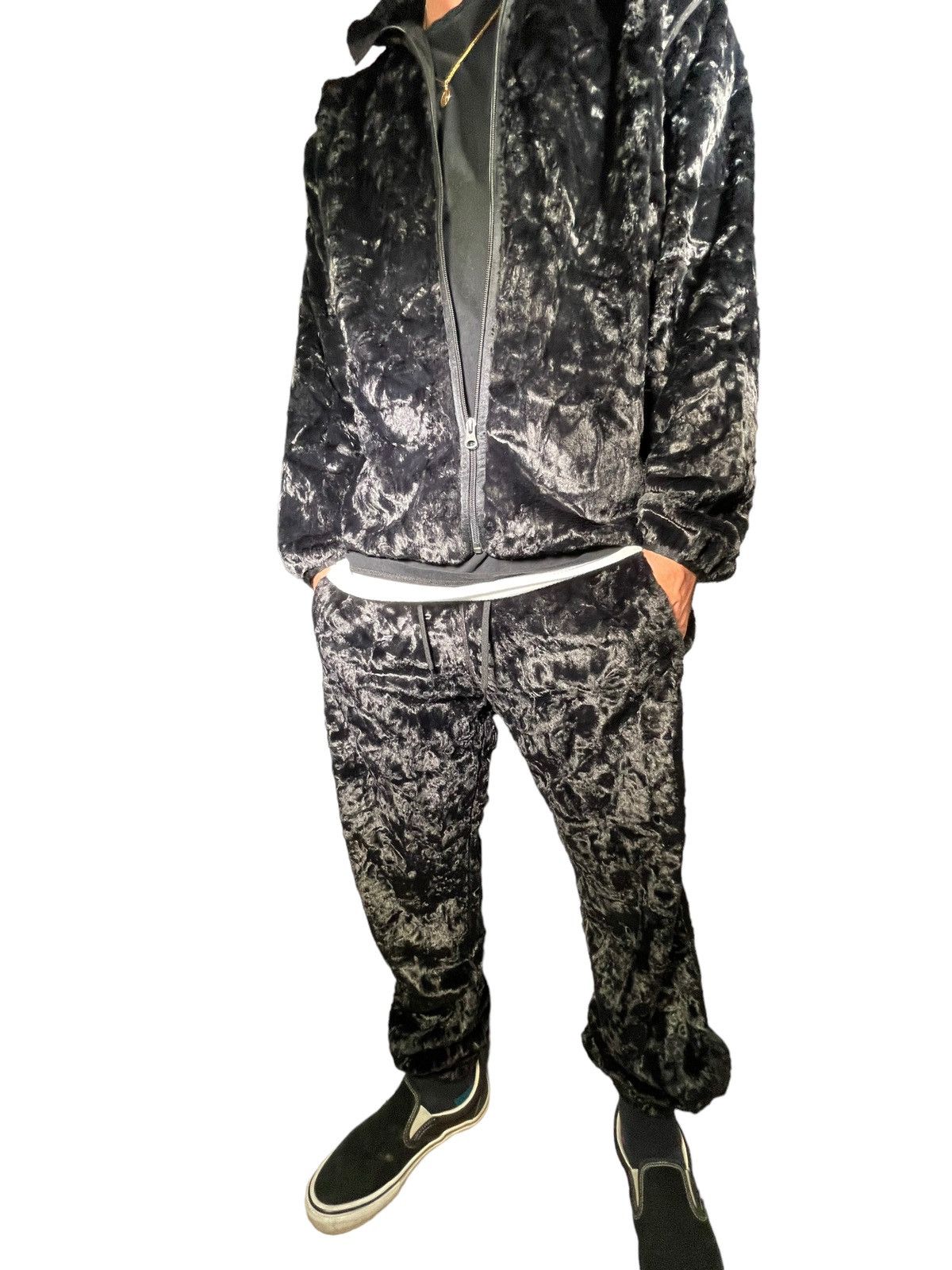 Image of Needles Velour Track Suit in Black, Men's (Size Small)