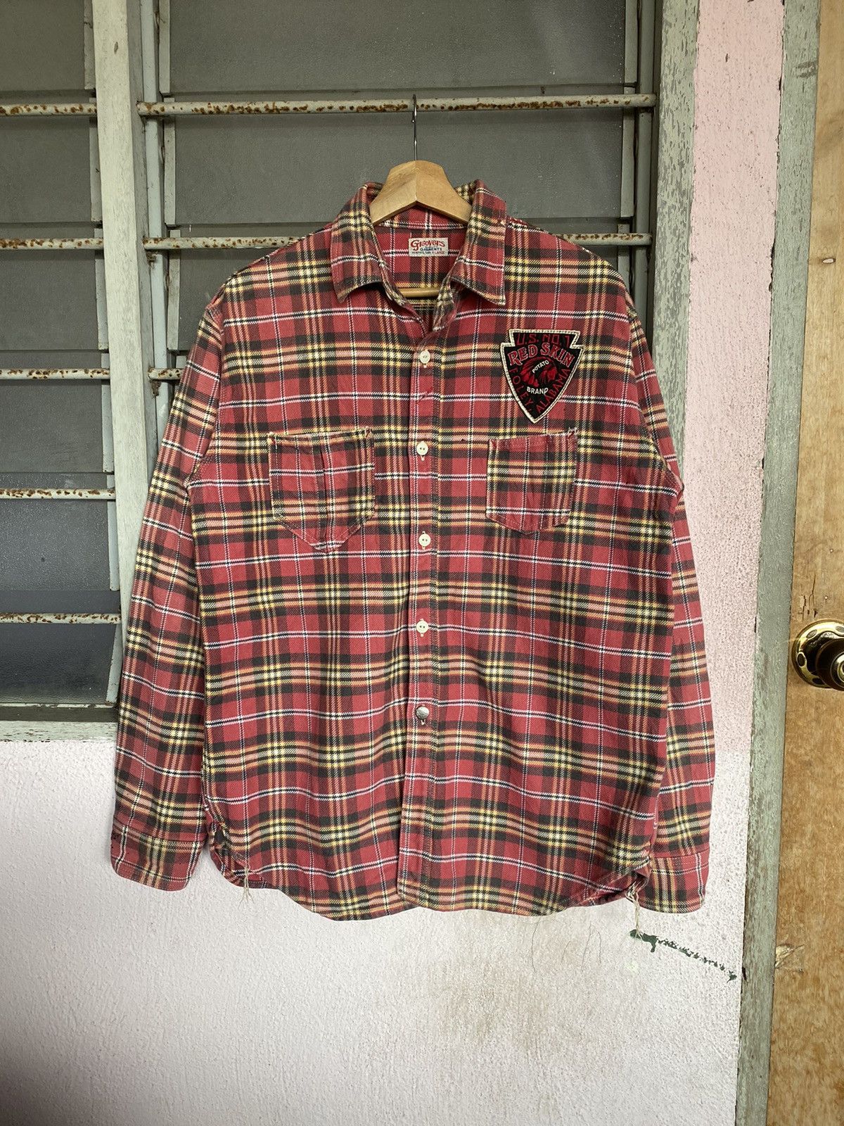 Flannel × Native ⚡️Rare⚡️ Vintage Alabama Red Skin Native Spellout Flannel Size XL / US 12-14 / IT 48-50 - 5 Thumbnail