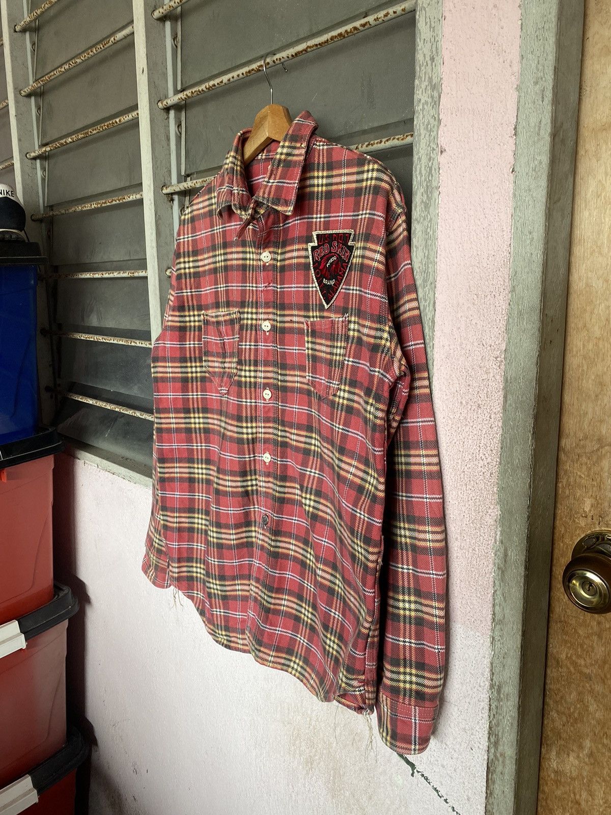 Flannel × Native ⚡️Rare⚡️ Vintage Alabama Red Skin Native Spellout Flannel Size XL / US 12-14 / IT 48-50 - 3 Thumbnail