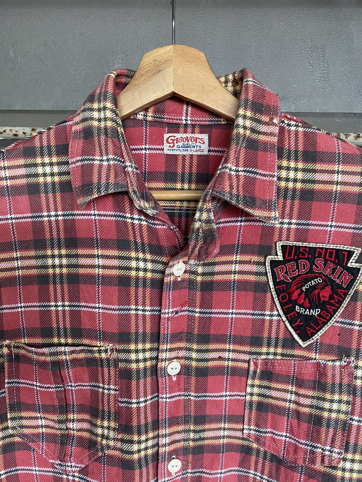 Flannel × Native ⚡️Rare⚡️ Vintage Alabama Red Skin Native Spellout Flannel Size XL / US 12-14 / IT 48-50 - 6 Thumbnail