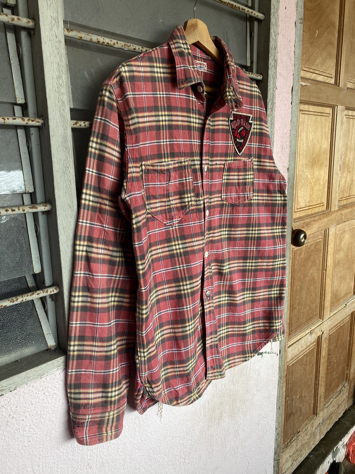 Flannel × Native ⚡️Rare⚡️ Vintage Alabama Red Skin Native Spellout Flannel Size XL / US 12-14 / IT 48-50 - 4 Thumbnail