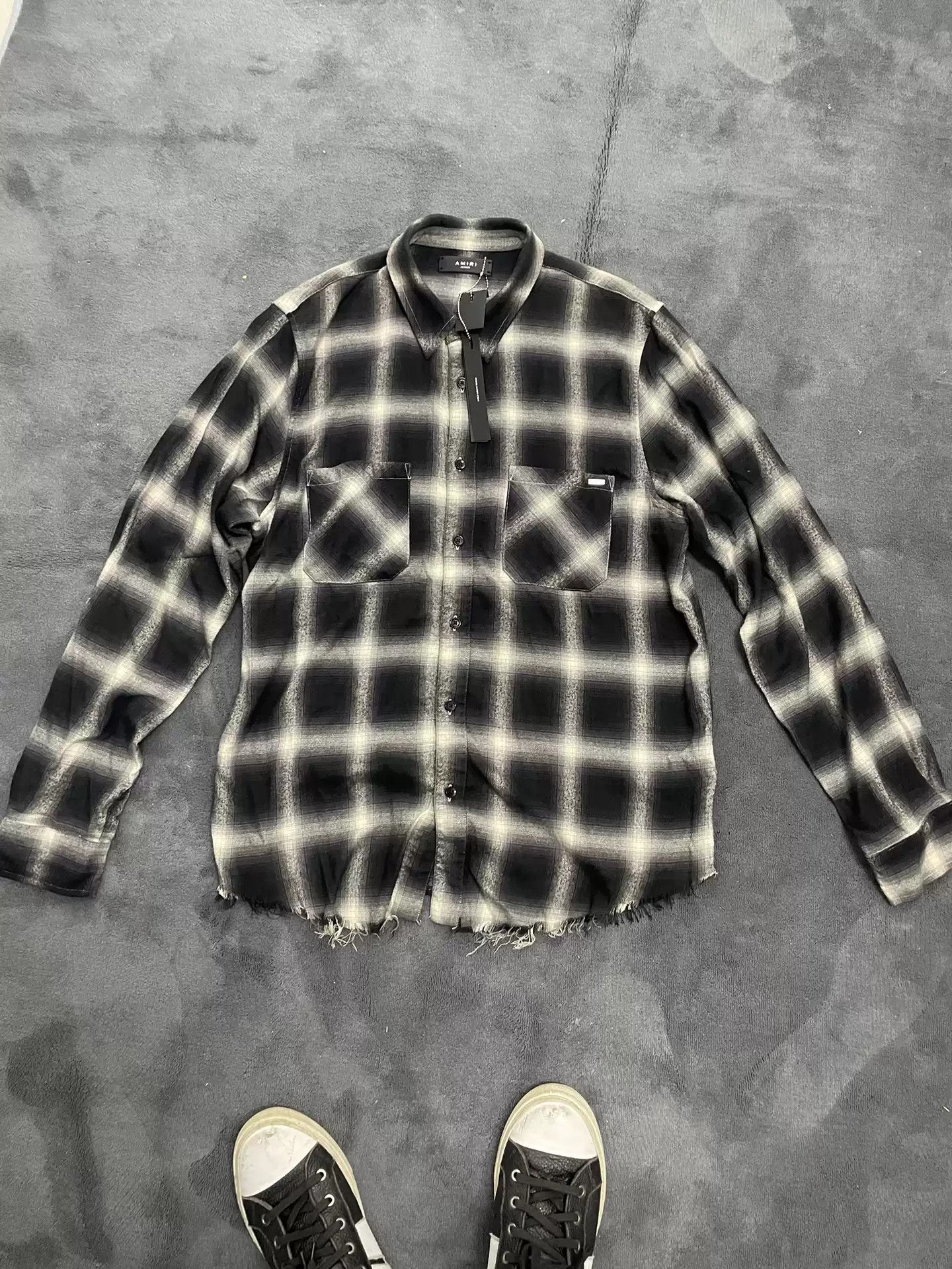 Amiri amiri black and white plaid shirt | Grailed