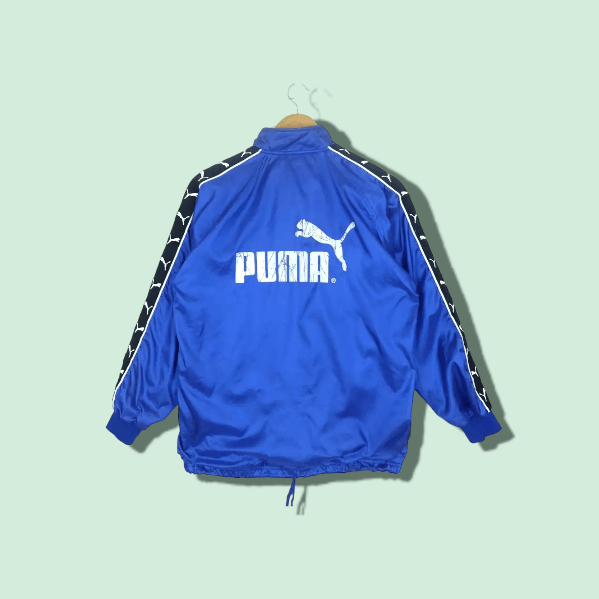 image of Puma Big Logo Sidetape Sportswear Training Jacket in Blue, Men's (Size Small)