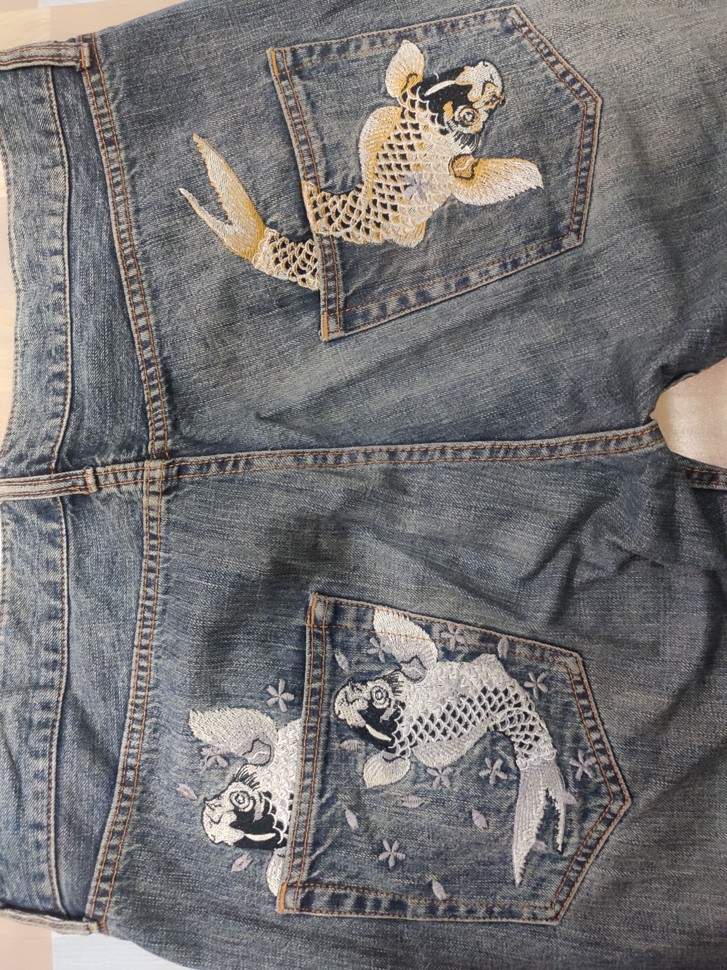 Japanese Brand Vintage koi karakuri Embroidered Sukajan Jeans Size US 40 / EU 56 - 1 Thumbnail