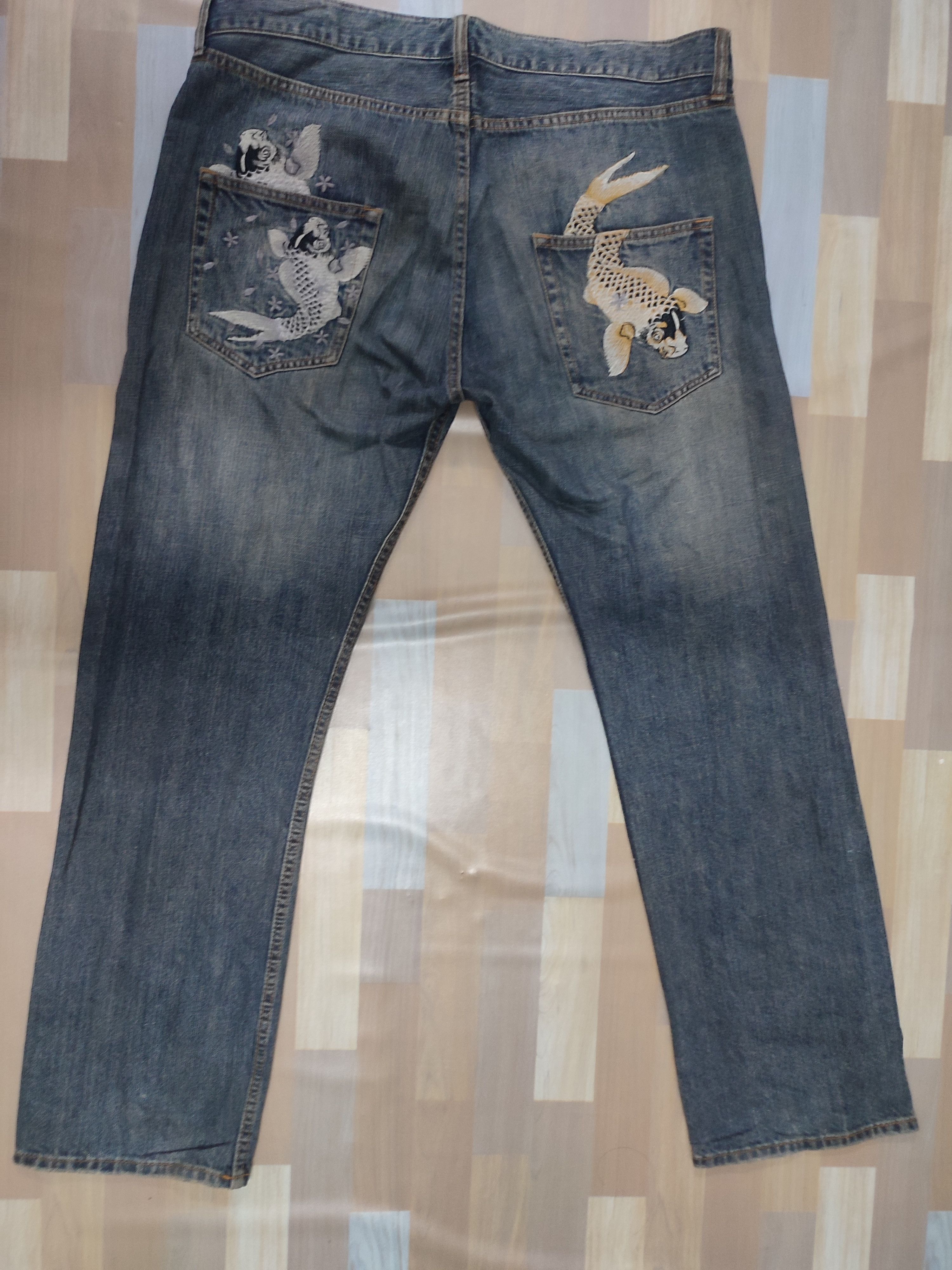 Japanese Brand Vintage koi karakuri Embroidered Sukajan Jeans Size US 40 / EU 56 - 2 Thumbnail