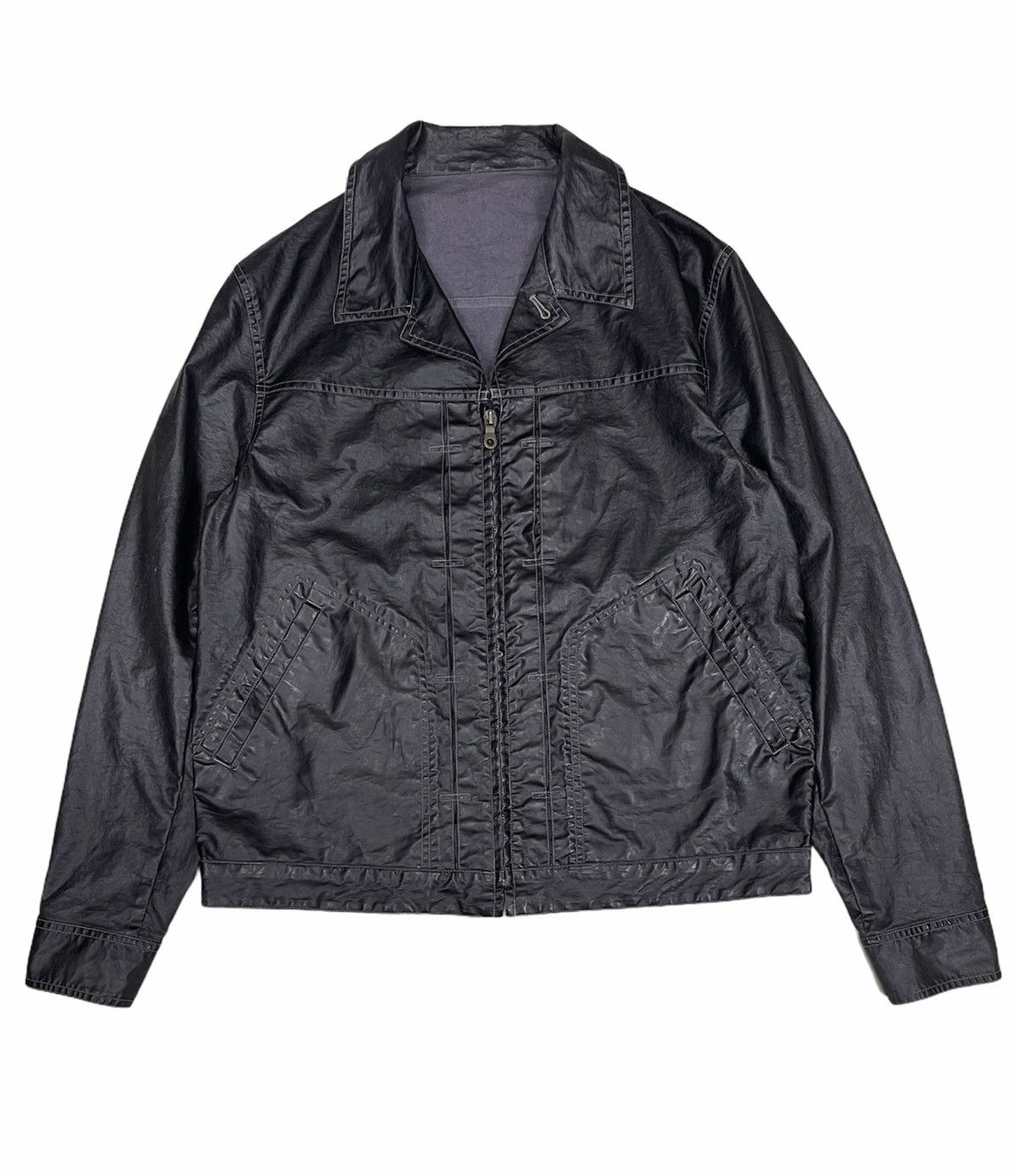 image of Japanese Kazutaka Kato Waxed Jacket in Black, Men's (Size Large)