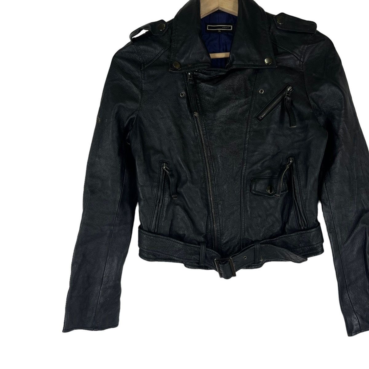 Japanese Brand VINTAGE CROPPED LEATHER JACKET VIGNY JAPAN MADE RACER Size XS / US 0-2 / IT 36-38 - 3 Thumbnail