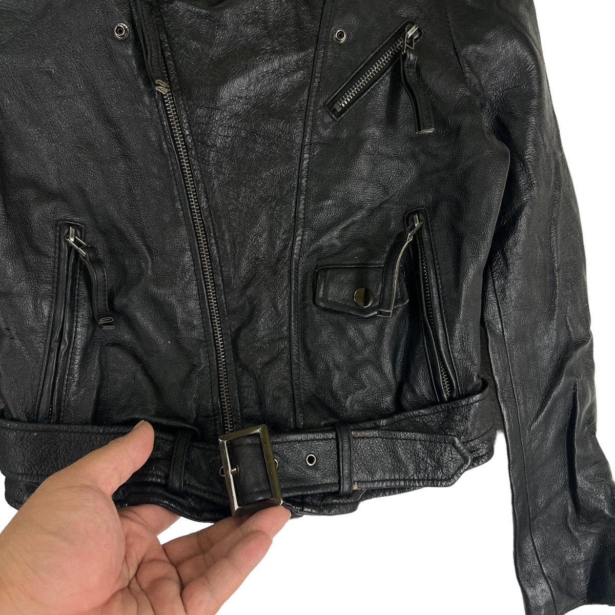 Japanese Brand VINTAGE CROPPED LEATHER JACKET VIGNY JAPAN MADE RACER Size XS / US 0-2 / IT 36-38 - 5 Thumbnail