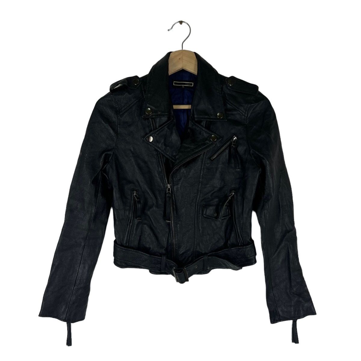 Japanese Brand VINTAGE CROPPED LEATHER JACKET VIGNY JAPAN MADE RACER Size XS / US 0-2 / IT 36-38 - 8 Thumbnail