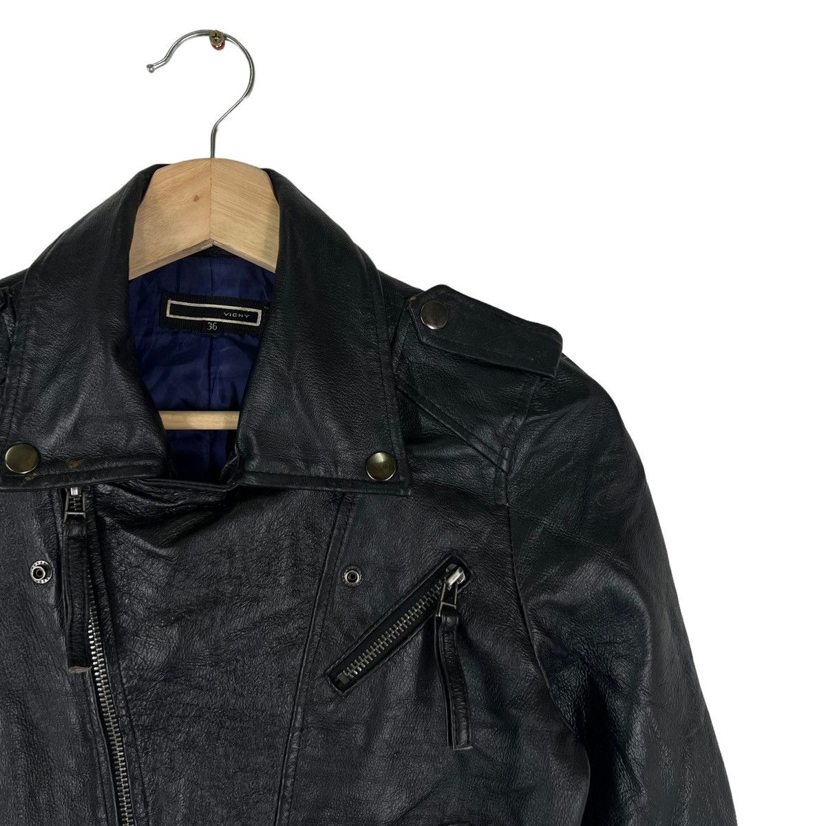 Japanese Brand VINTAGE CROPPED LEATHER JACKET VIGNY JAPAN MADE RACER Size XS / US 0-2 / IT 36-38 - 6 Thumbnail