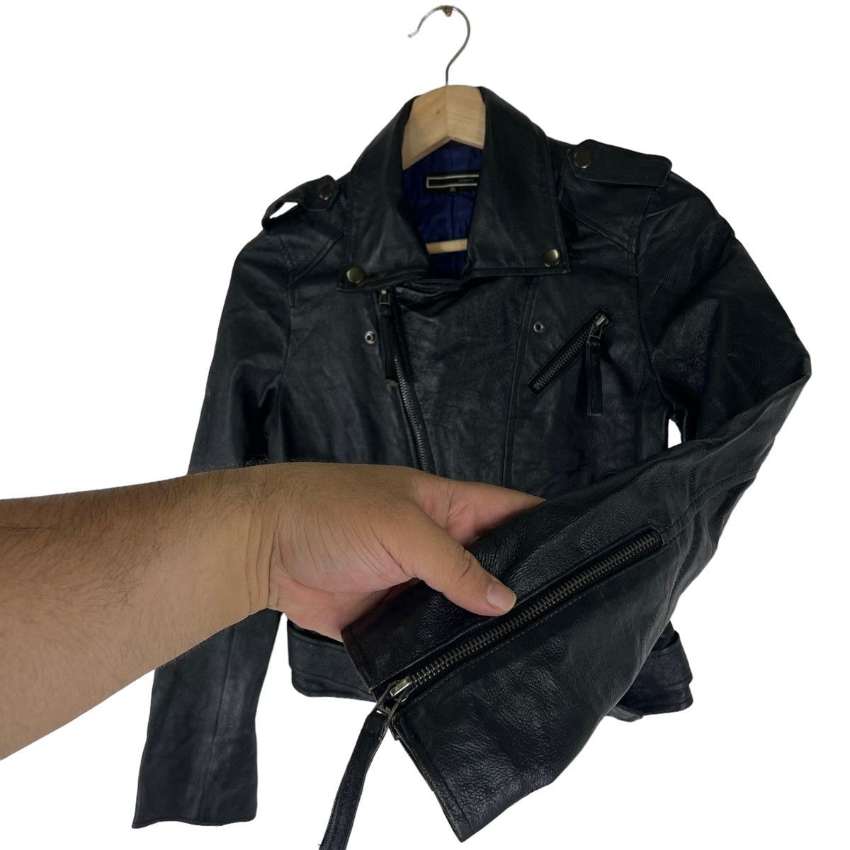 Japanese Brand VINTAGE CROPPED LEATHER JACKET VIGNY JAPAN MADE RACER Size XS / US 0-2 / IT 36-38 - 4 Thumbnail