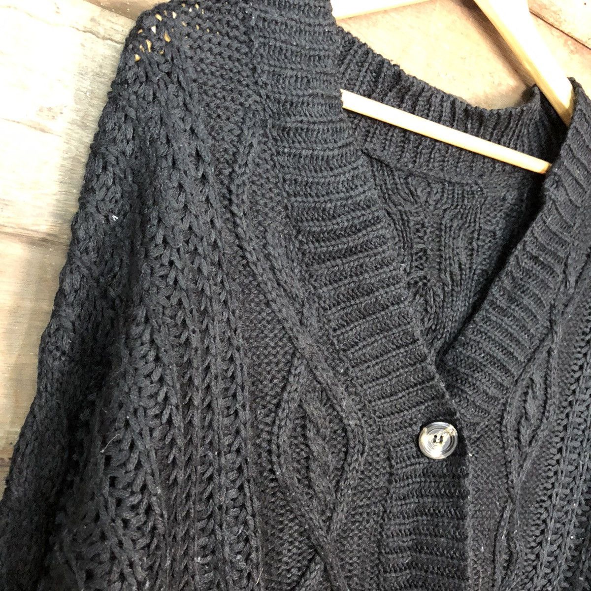 DL Japanese Brand Black Cardigan aran isle knitwear #6807