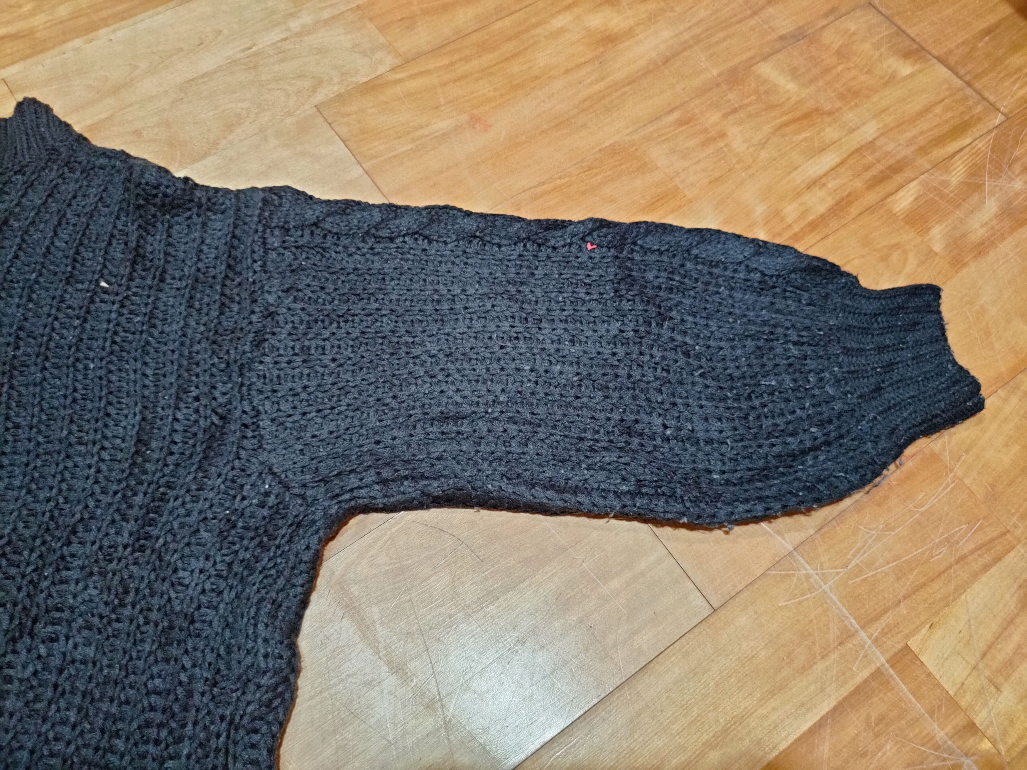 DL Japanese Brand Black Cardigan aran isle knitwear #6807
