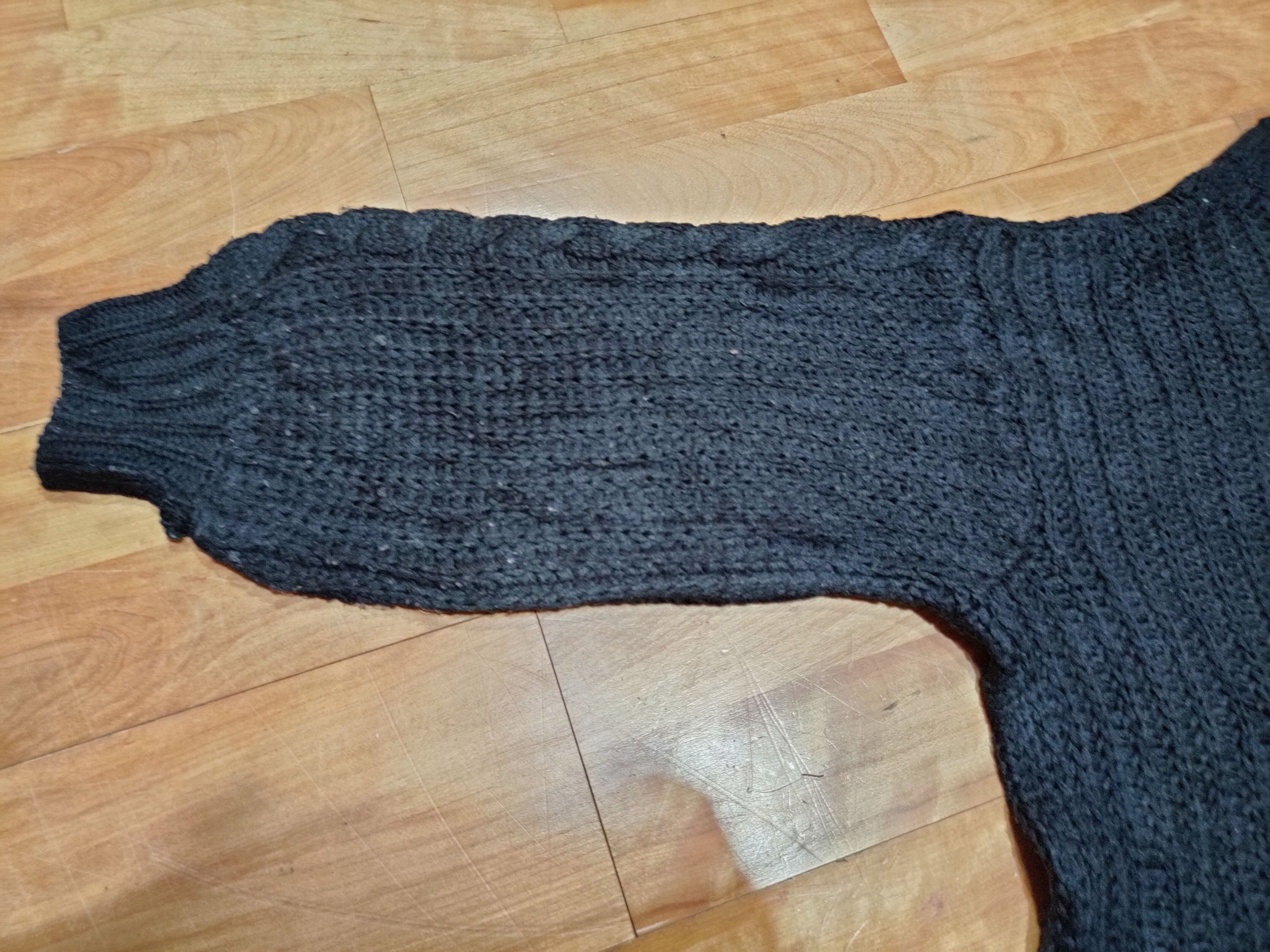 DL Japanese Brand Black Cardigan aran isle knitwear #6807