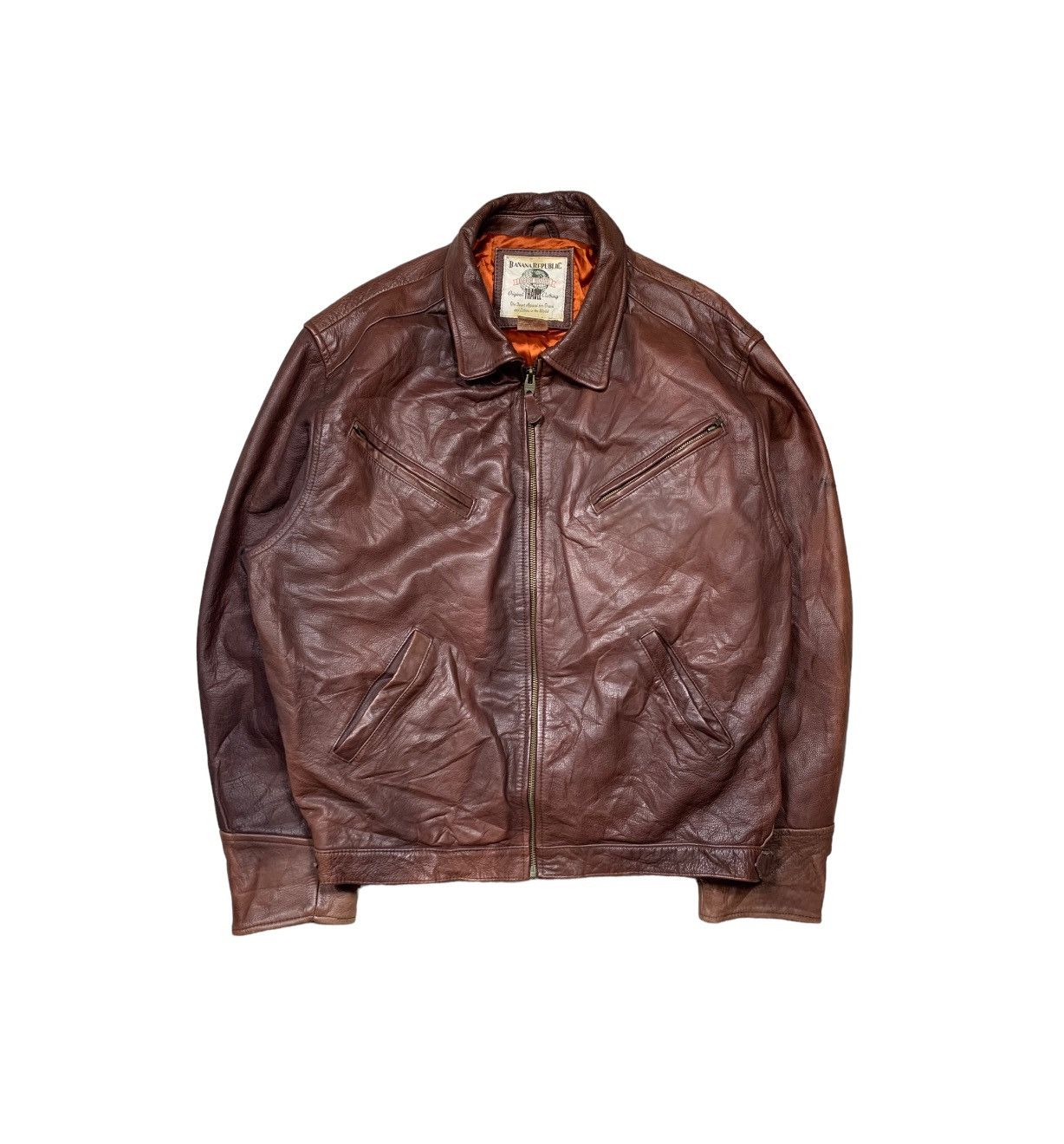 image of Archival Clothing x Banana Republic Vintage Banana Republic Leather Jacket Boxy, Men's (Size Large)