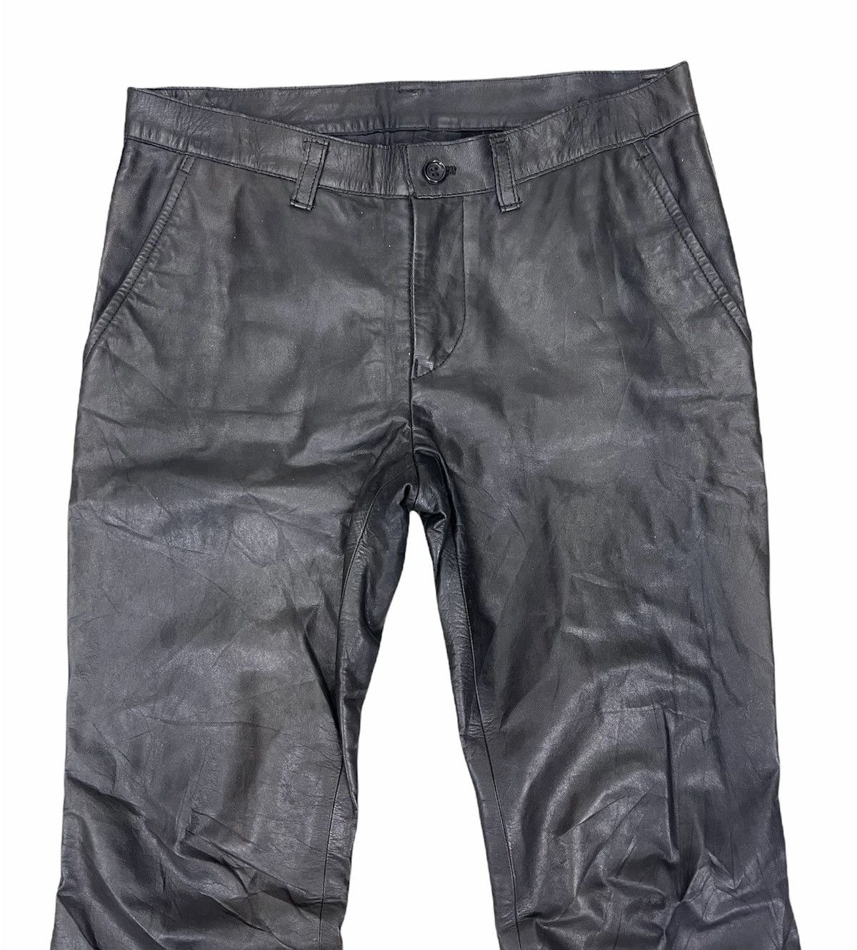 Comme des Garcons AD2002 CDG FLARE COWHIDE LEATHER PANTS Size 29" - 3 Thumbnail