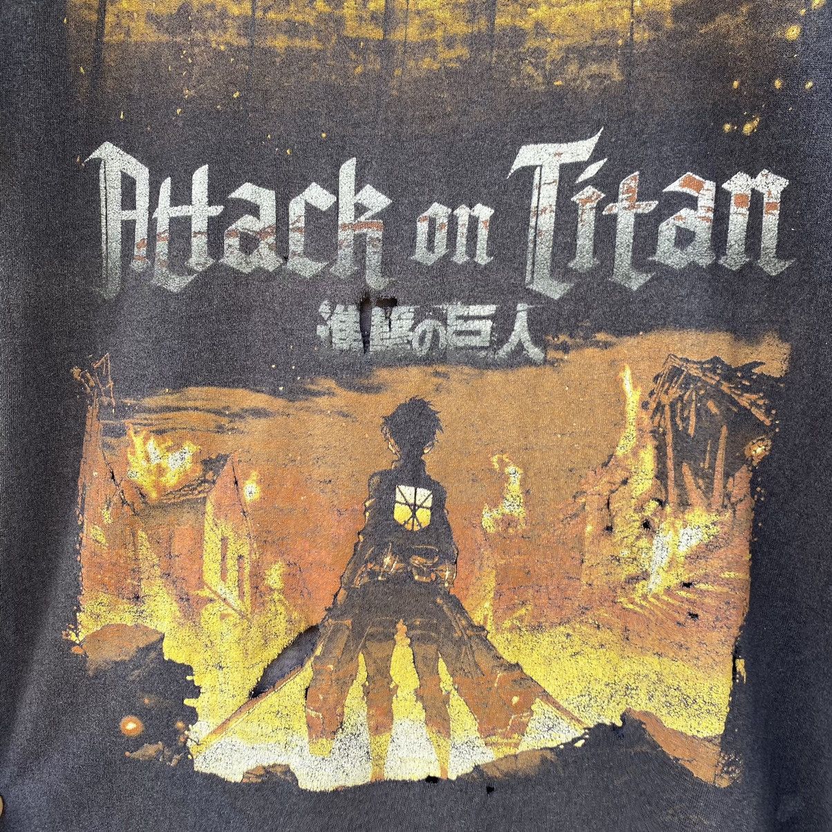Anime Thrashed Distressed Faded Attack on Titan ERD GRUNGE TSHIRT Size US M / EU 48-50 / 2 - 3 Thumbnail