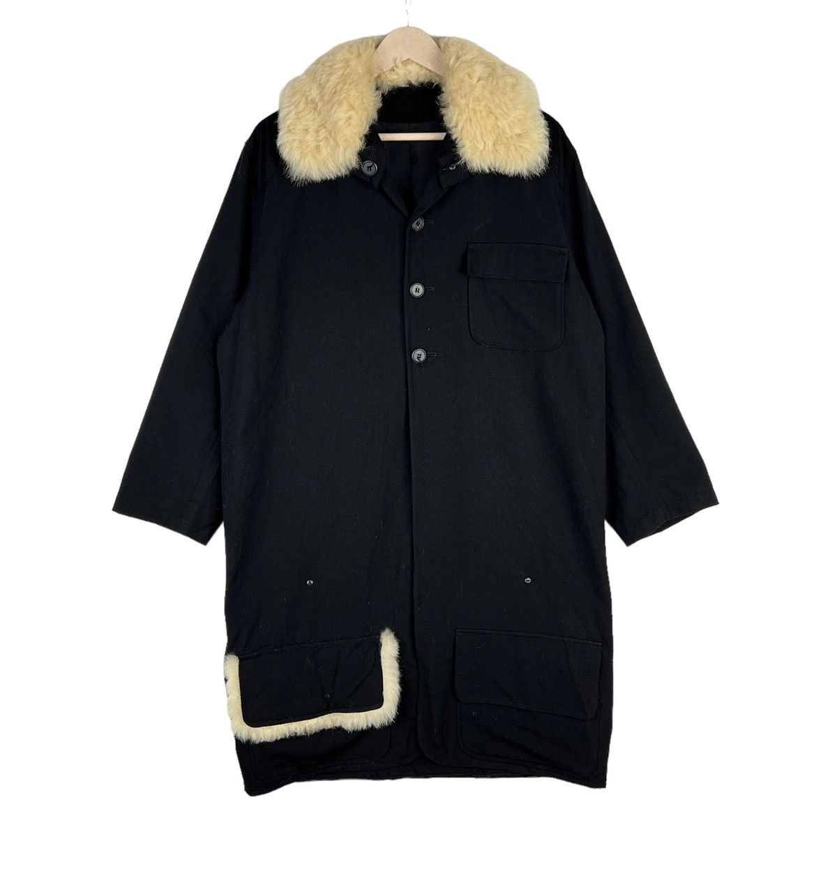 Yohji Yamamoto Spring Summer 02/03 YOHJI YAMAMOTO Long Jacket Fur Design Size L / US 10 / IT 46 - 2 Thumbnail