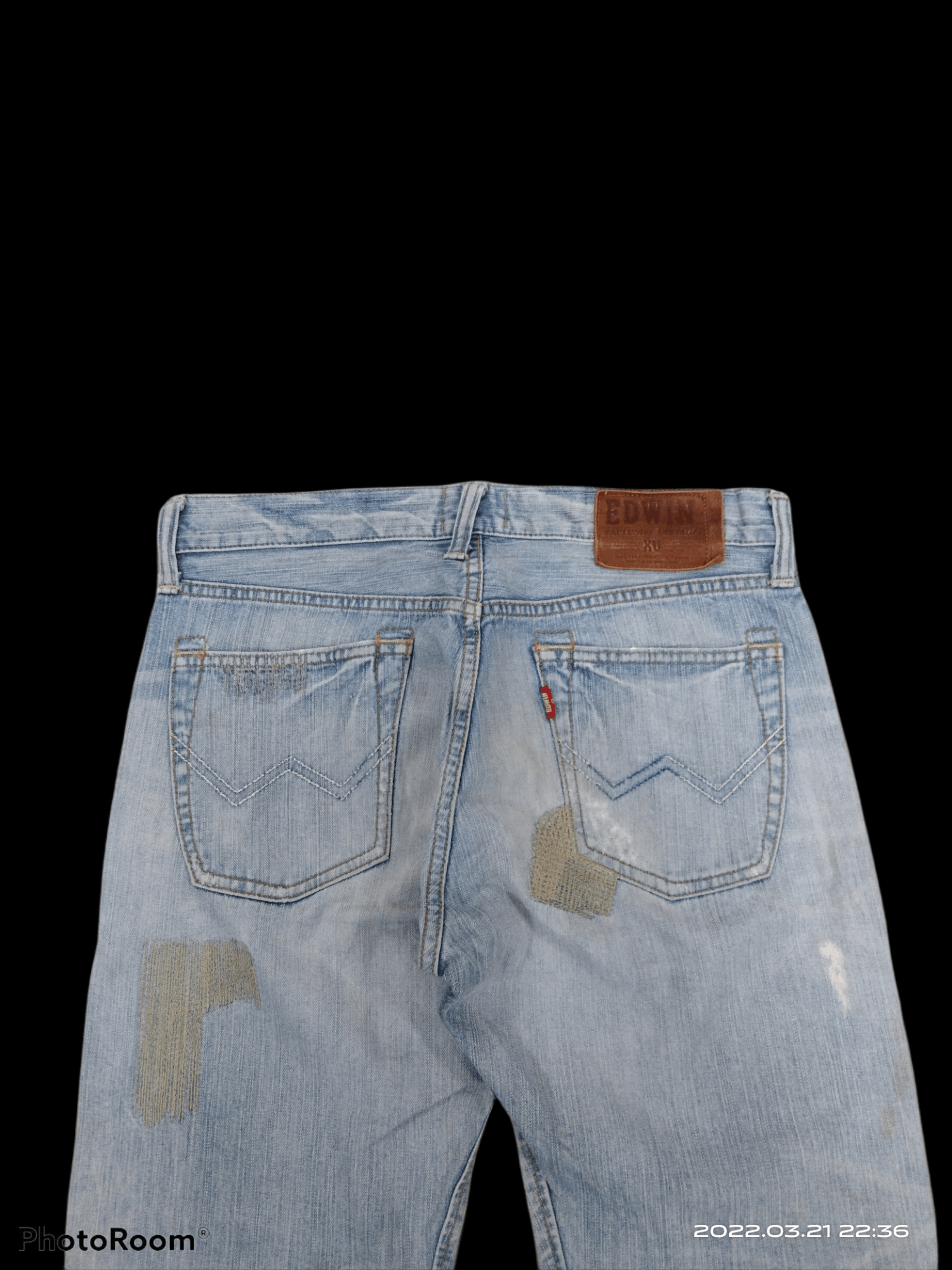 Japanese Brand DISTRESSED PACTHWORK EDWIN EXCLUSIVE VINTAGE DENIM PANTS Size US 33 - 4 Thumbnail