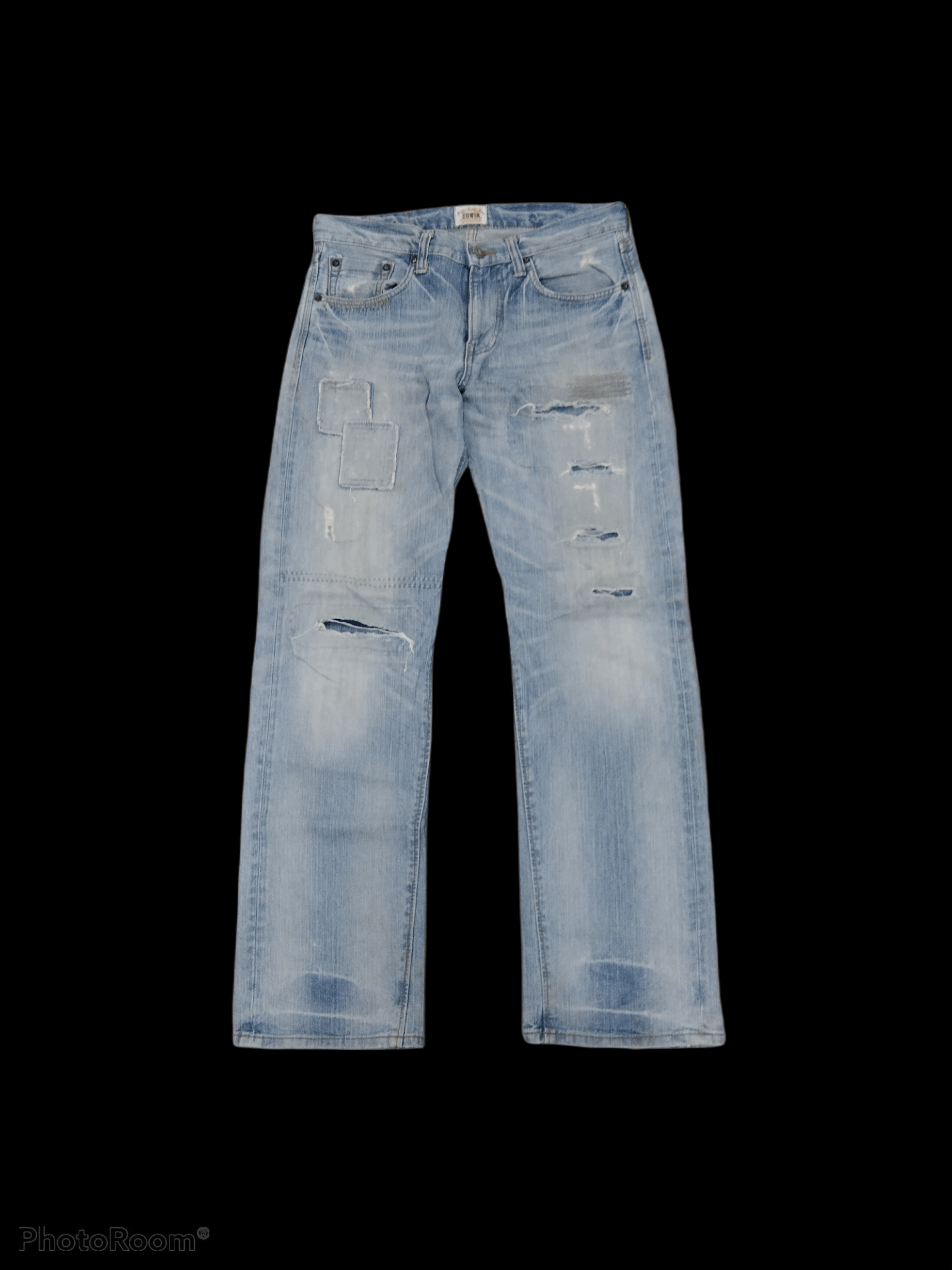 Japanese Brand DISTRESSED PACTHWORK EDWIN EXCLUSIVE VINTAGE DENIM PANTS Size US 33 - 1 Thumbnail
